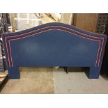 luxury headboard padded blue with orange rope piping 205 x 125cm ( LOC HB4)