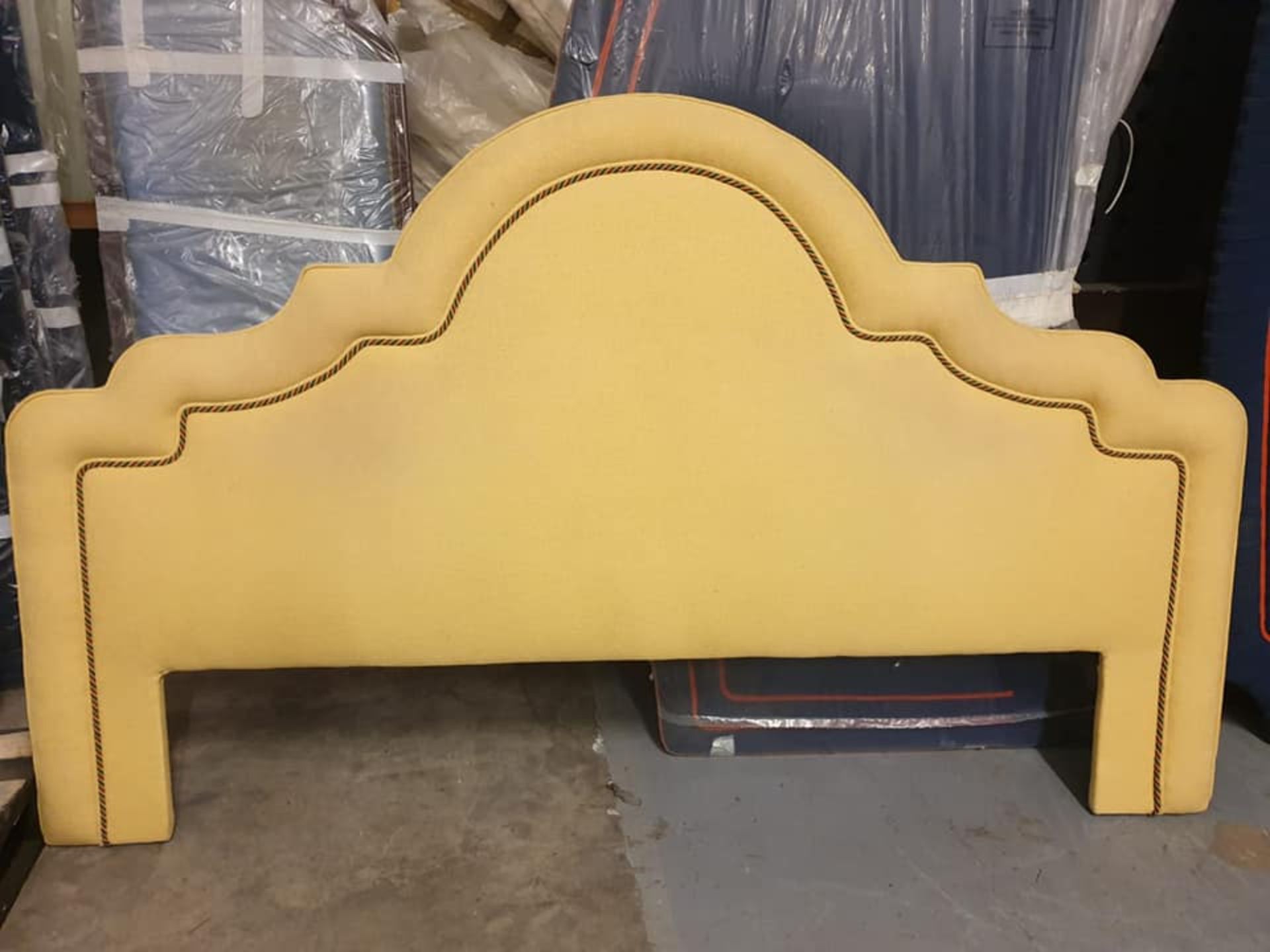 Luxury headboard padded gold with rope piping 210 x 125cm ( LOC HB3)