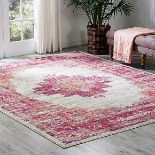 Ivory and Fuchsia Passion Rug Imaginative flowers in lush and saturated pigments grace this
