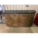 Paris Flea Market Credenza Sideboard With Black Marble Top Reminiscent To Vintage Pieces Found In