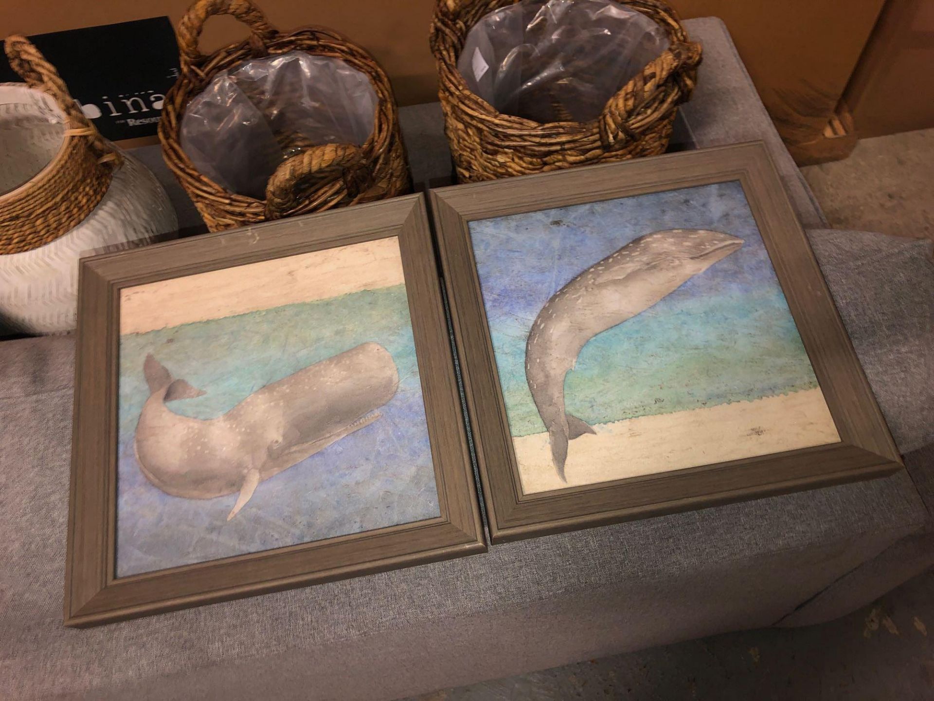 Textured whale framed art Set of 2 355 x 35 x 355mm A beautiful piece of wall art fresh and - Image 2 of 2