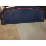 Luxury headboard padded blue with orange piping 205 x 80cm ( LOC HB7)