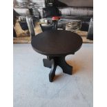 Andrew Martin Pickford Side Table Ebonized Wooden Base And A Hammered Dark Bronze Round Metal Top