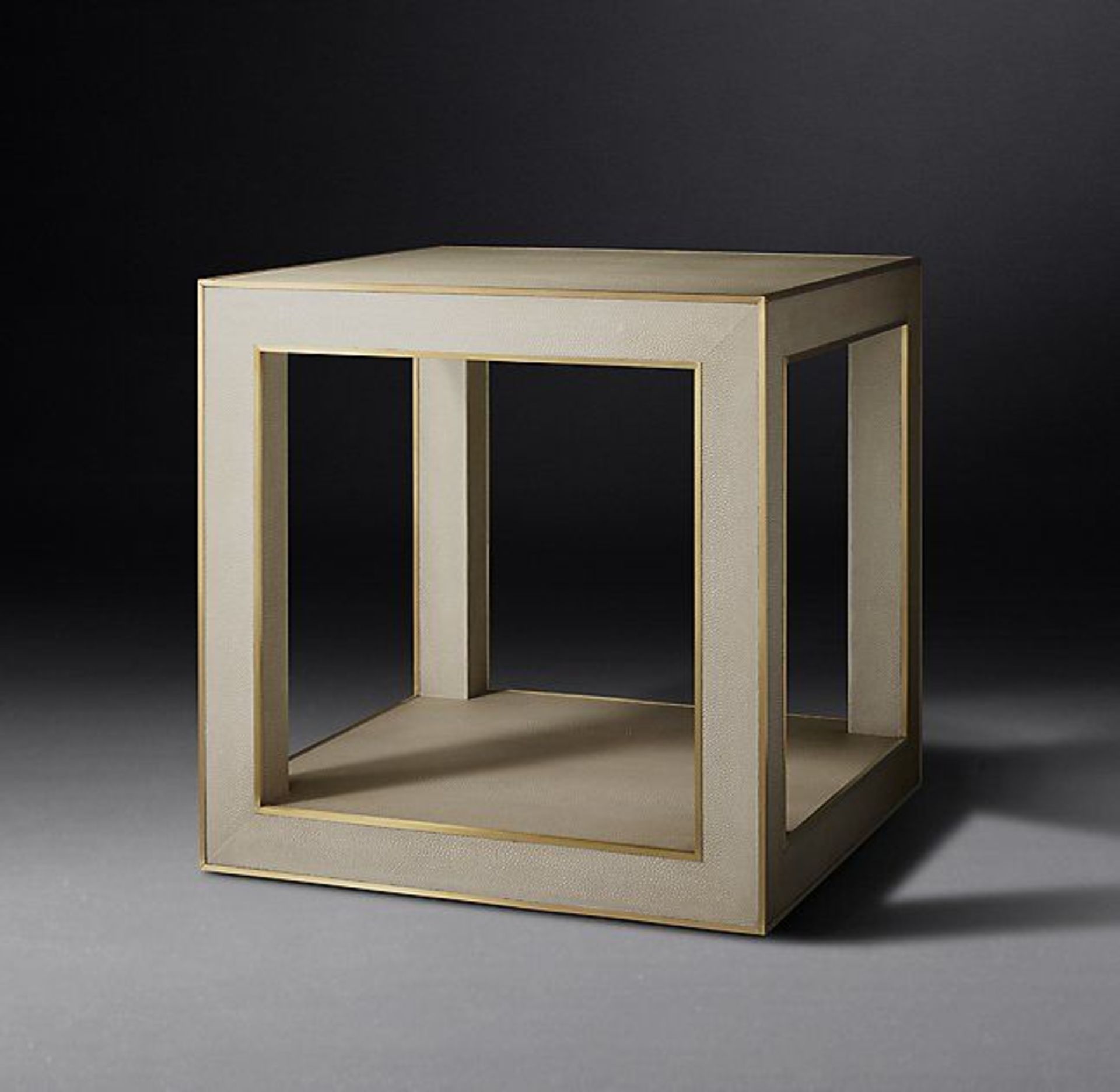 Cela Grey Shagreen Square Side Table Crafted Of Shagreen-Embossed Leather With The Texture Pattern