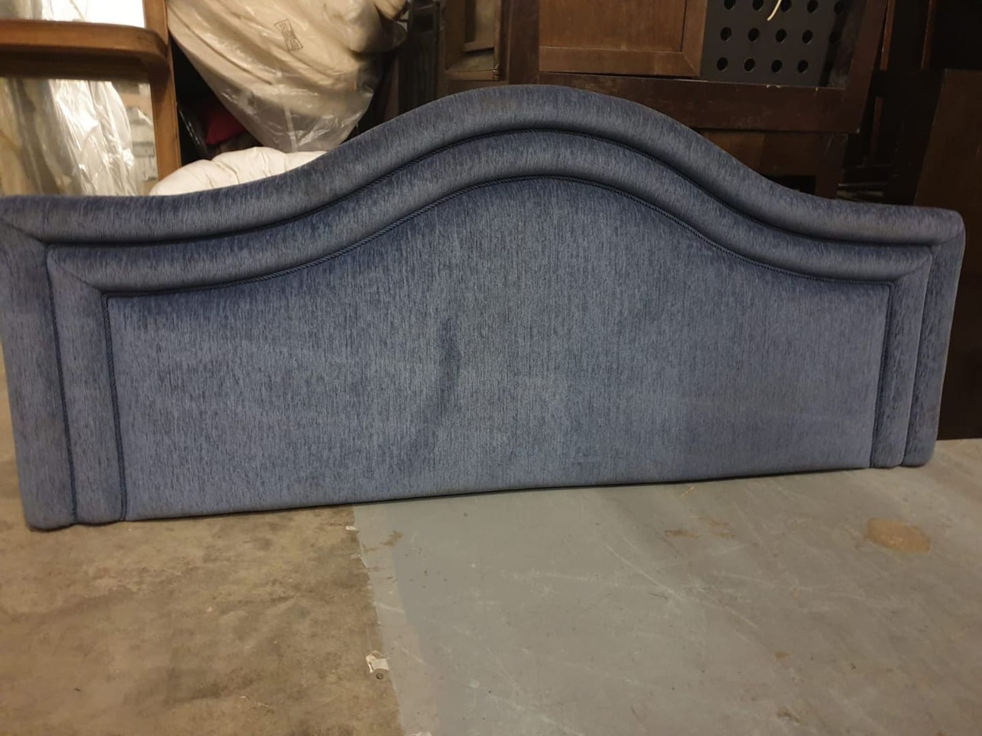 Luxury headboard padded blue with rope piping 195 x 85cm ( LOC HB11)