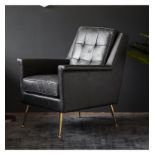 Manero Armchair Black Leather W740 x D900 x H930mm