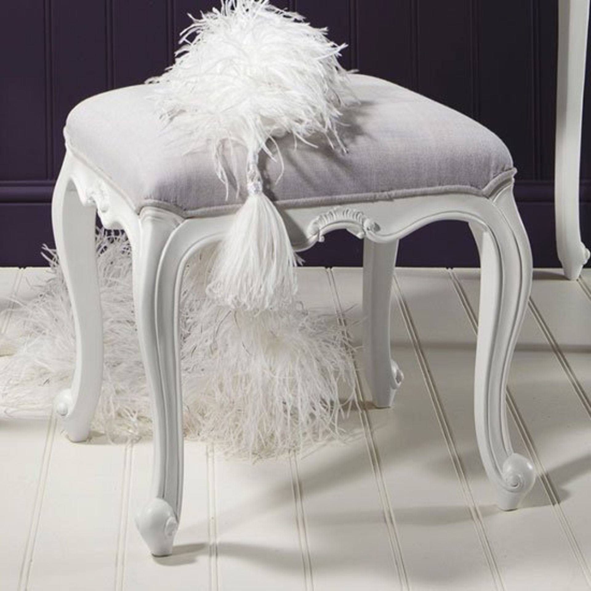 Chic Dressing Stool Vanilla White Mindy Ash. Painted Vanilla finish W470 x D450 x H400mm (492000)