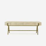 Andrew Martin Delilah Coffee Table Cream Shagreen Coffee Table With Satin Brass Base With Two