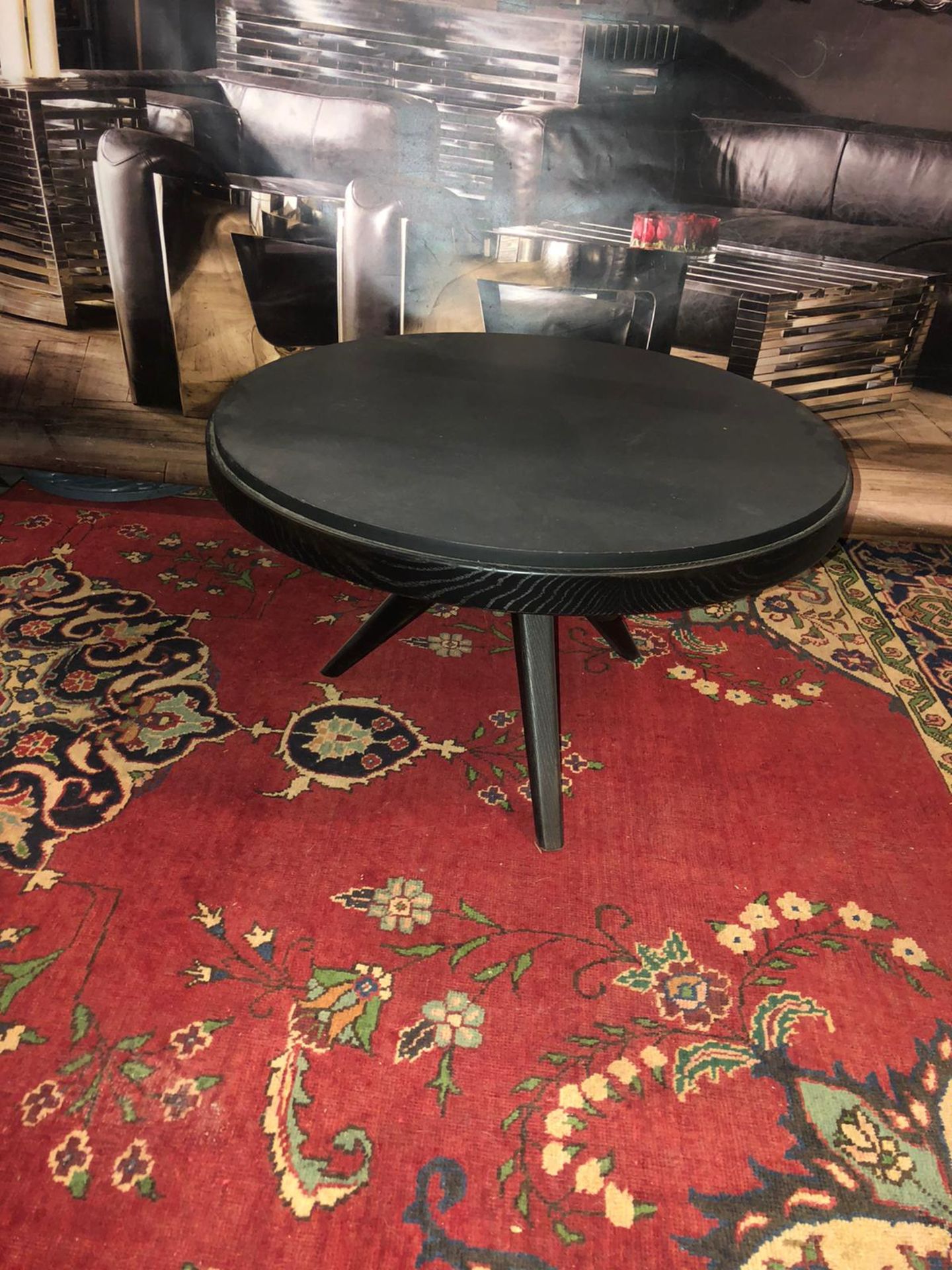 Coffee Table - Cosmopolitan Coffee Table Black Polished Glazed Top With Oak The Geometric Symmetry - Image 3 of 4