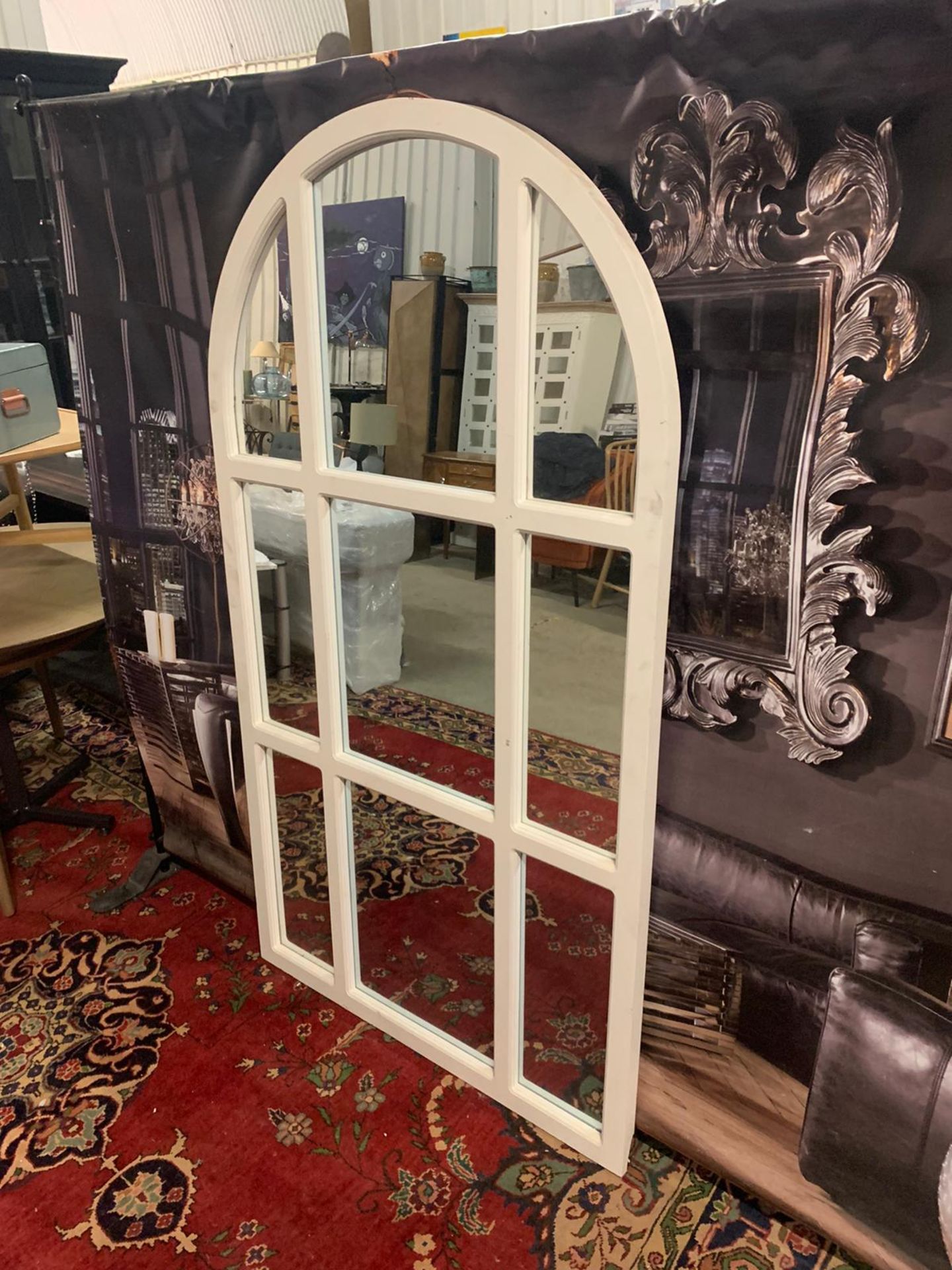 Cathedral Provence Arched Mirror Antique White 100 x 180cm