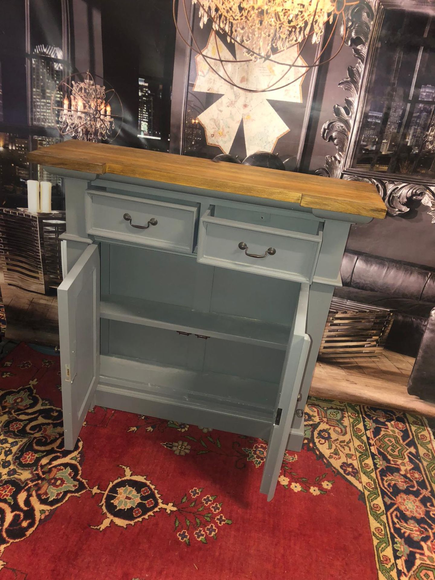 Storm Oak and Grey Painted 2 Door 2 Drawer Small Sideboard Organize your everyday bits and pieces - Bild 2 aus 5