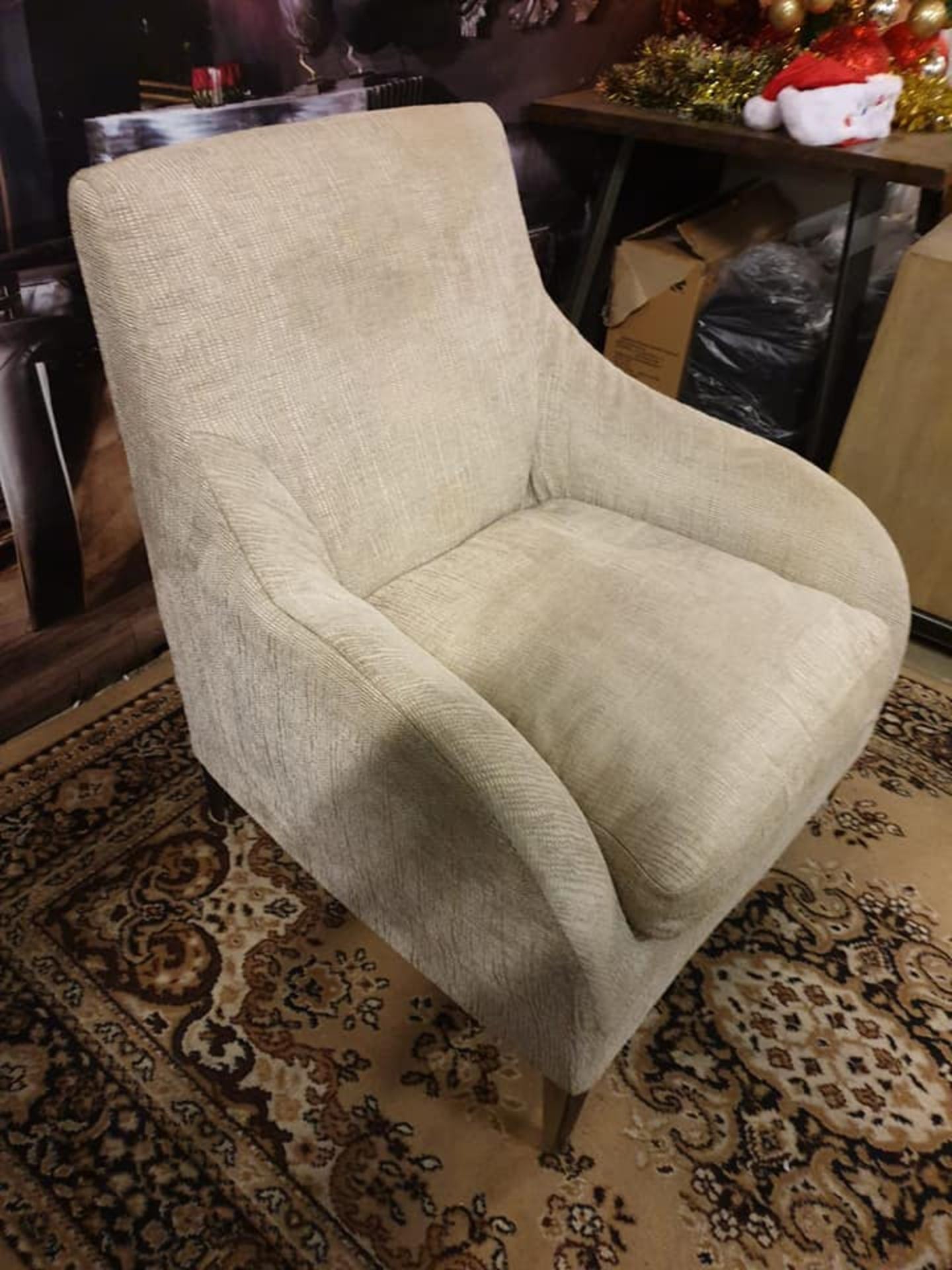 **Clearance** A Pair of Cream upholstered designer inspired armchair a super comfortable modern