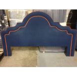 Luxury headboard padded blue with orange piping 203 x 125cm ( LOC HB1)