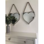Set of Two Heart Mirrors With Rope Detail compliment any room perfectly, as well as adding that
