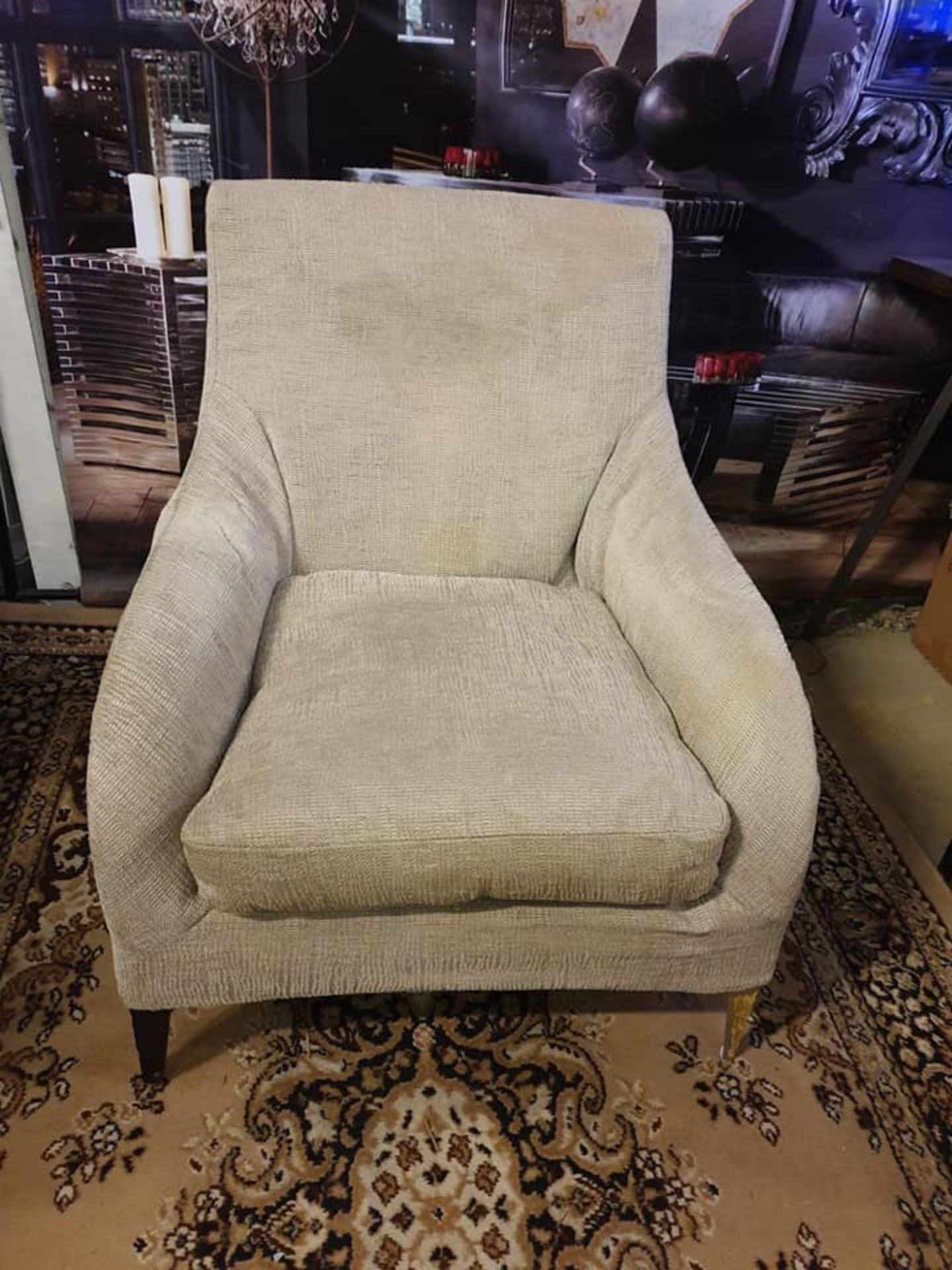 **Clearance** A Pair of Cream upholstered designer inspired armchair a super comfortable modern - Image 2 of 2