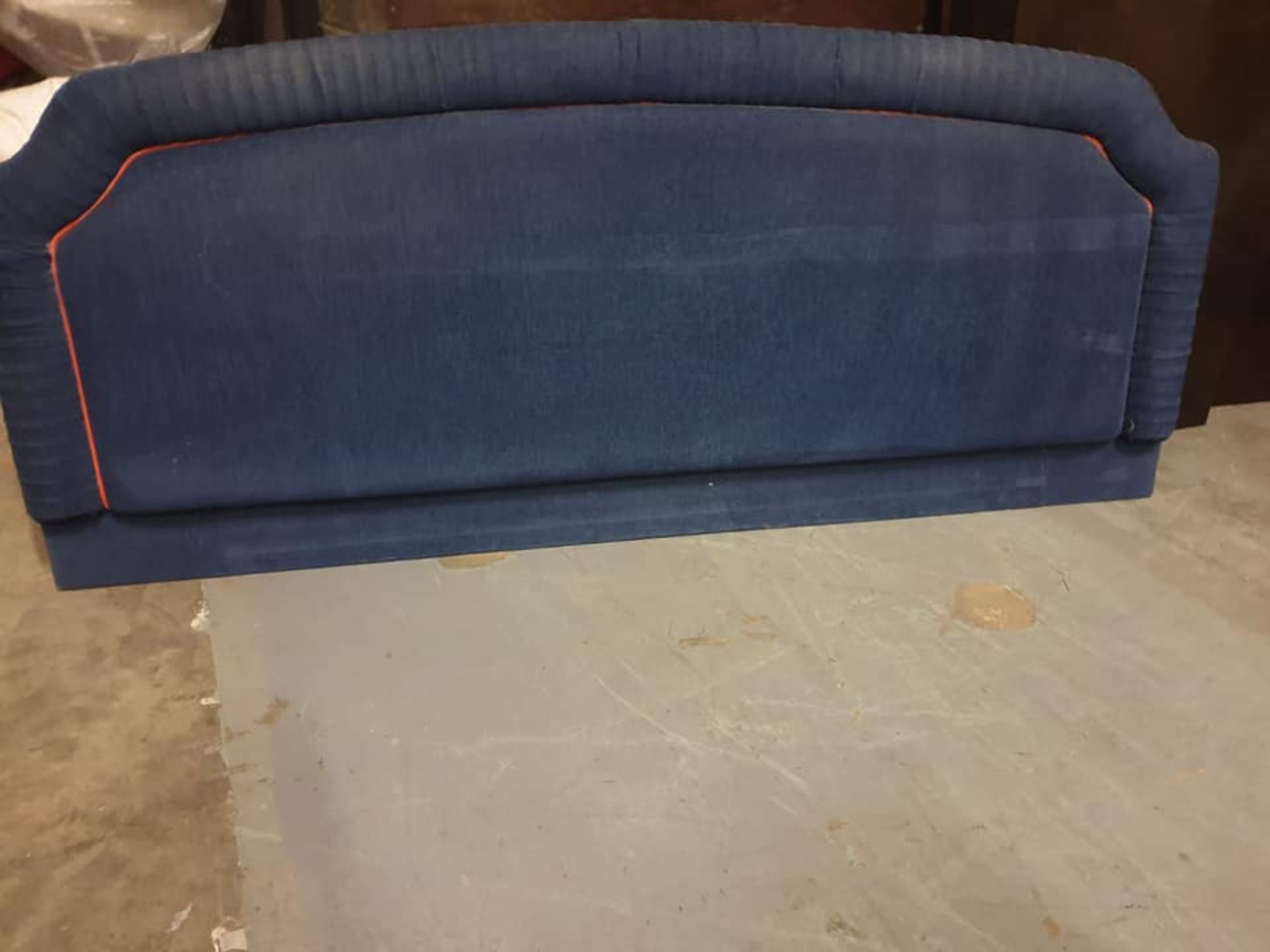 Luxury headboard padded blue with orange piping 185 x 80cm ( LOC HB9)