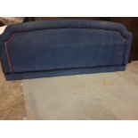 Luxury headboard padded blue with orange piping 185 x 80cm ( LOC HB9)