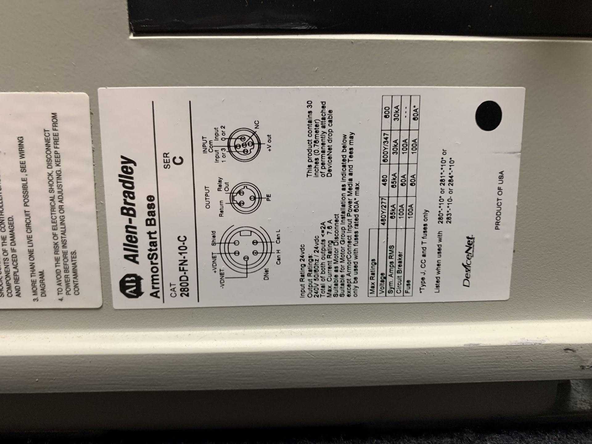 ALLEN BRADLEY SERVO DRIVE ULTRA 3000 DIGITAL 2098-DSD-010 AND STARTER MODULE 280-FN-10-C - Image 3 of 7