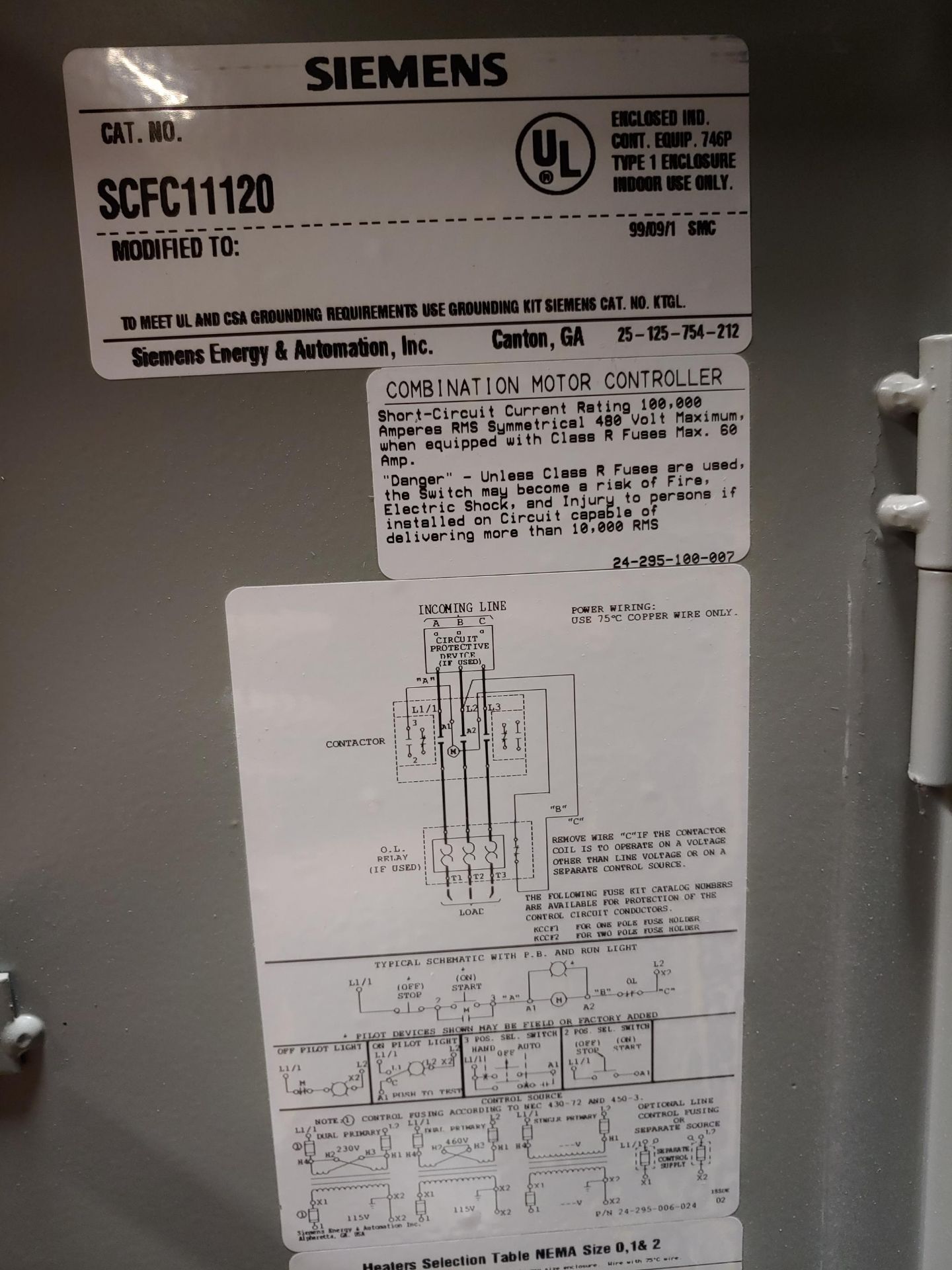 SIEMENS STARTER COMBO 5CFC11120 FUSIBLE 30AMP 600VAC 3P - Bild 5 aus 5