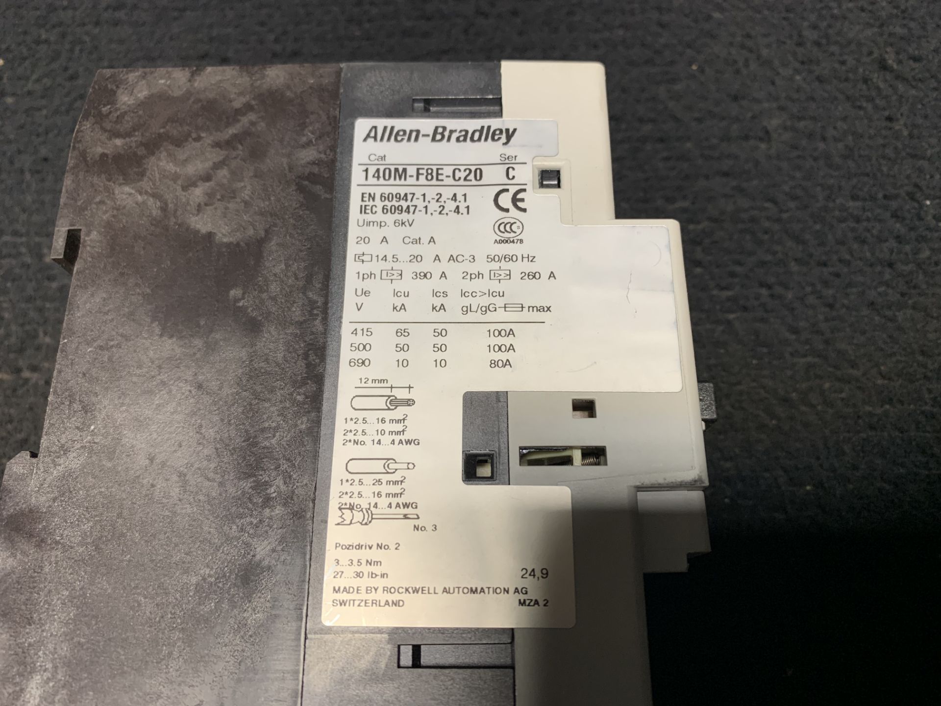 ALLEN BRADLEY 140M-FBE-C20 CIRCUIT BREAKER 14.5/20 AMP 600 VAC 50/60 HZ | 700-K31Z-* CONTROL RELAY - Bild 3 aus 7