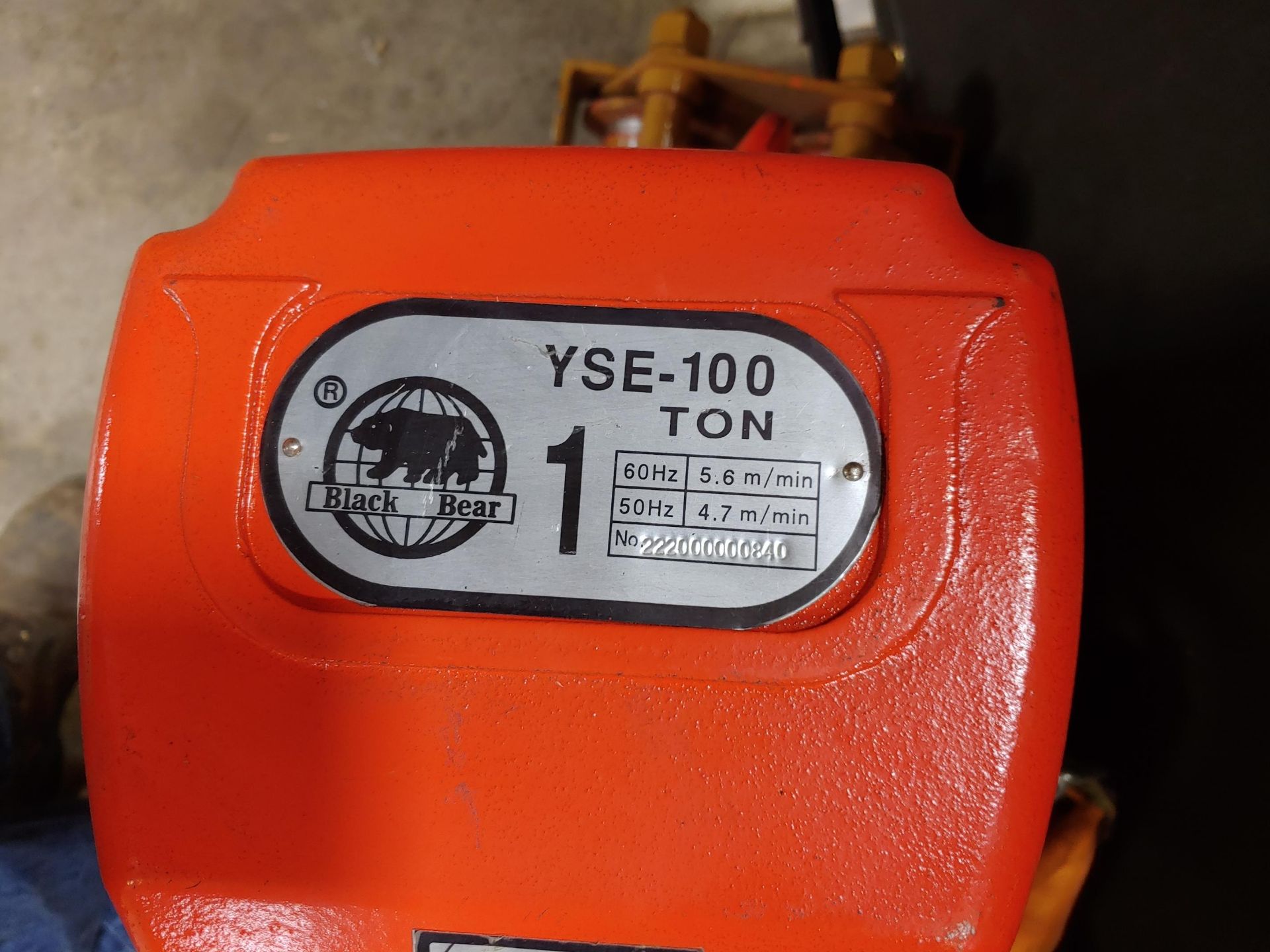 BLACK BEAR YSE 100 ELECTRIC CHAIN 1-TON HOIST - 3 PHASE & 1 SPEED - Image 5 of 6