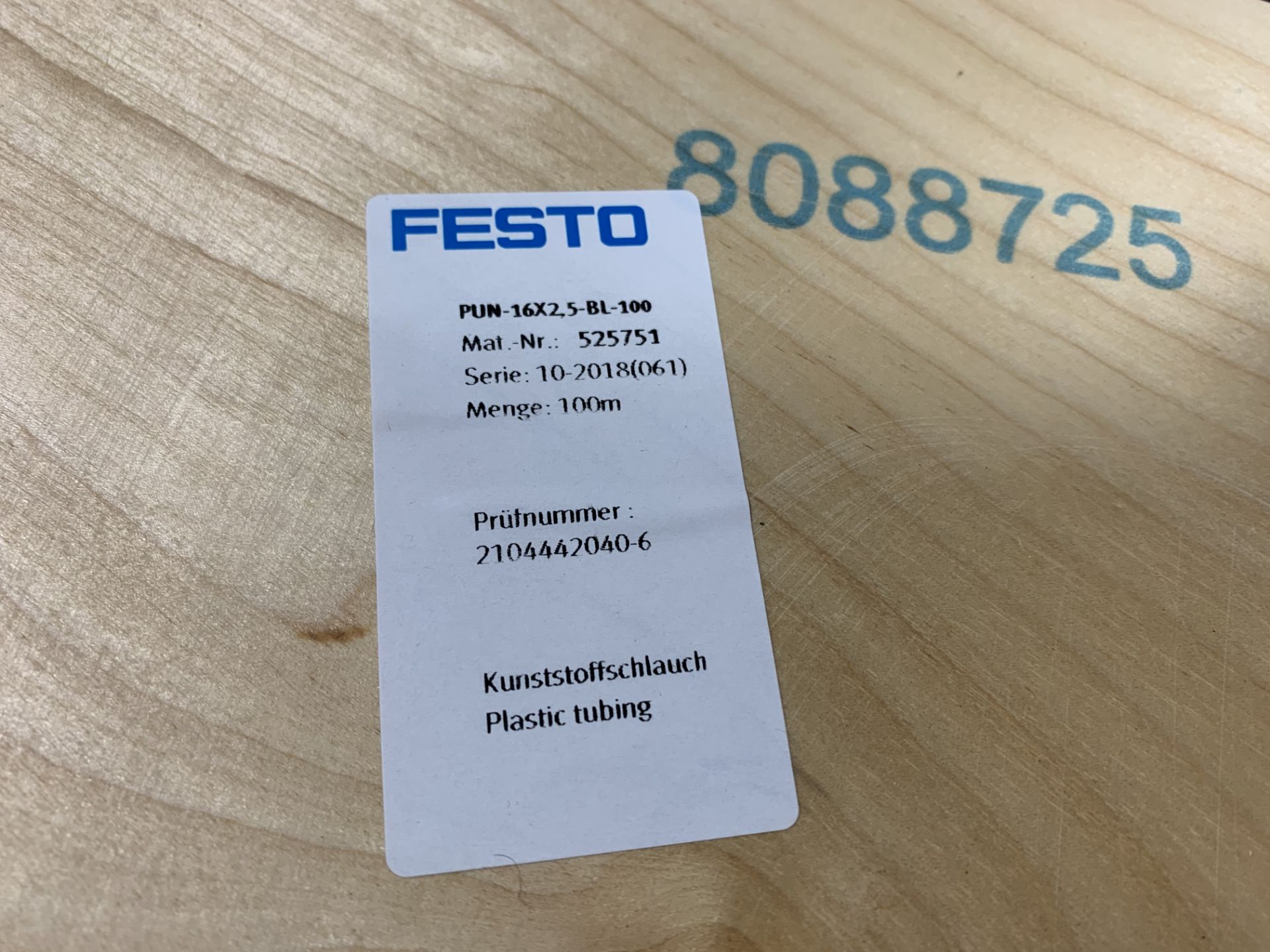 NEW OUT OF BOX - FESTO ELECTRIC REEL OF 100 METERS BLUE PLASTIC TUBING 525751 PUN-16X2,5-BL-100 - Image 2 of 3