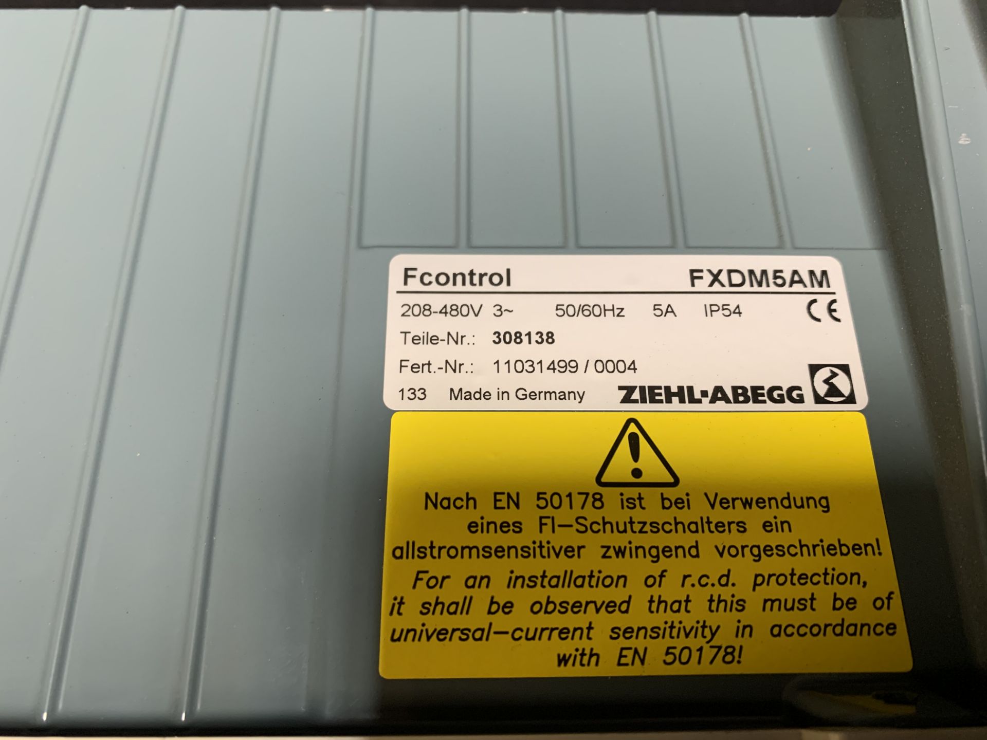 ZIEHL-ABEGG FCONTROL FREQUENCY INVERTER CONTROLLER FXDM5AM, 400V, 5A - Image 8 of 8