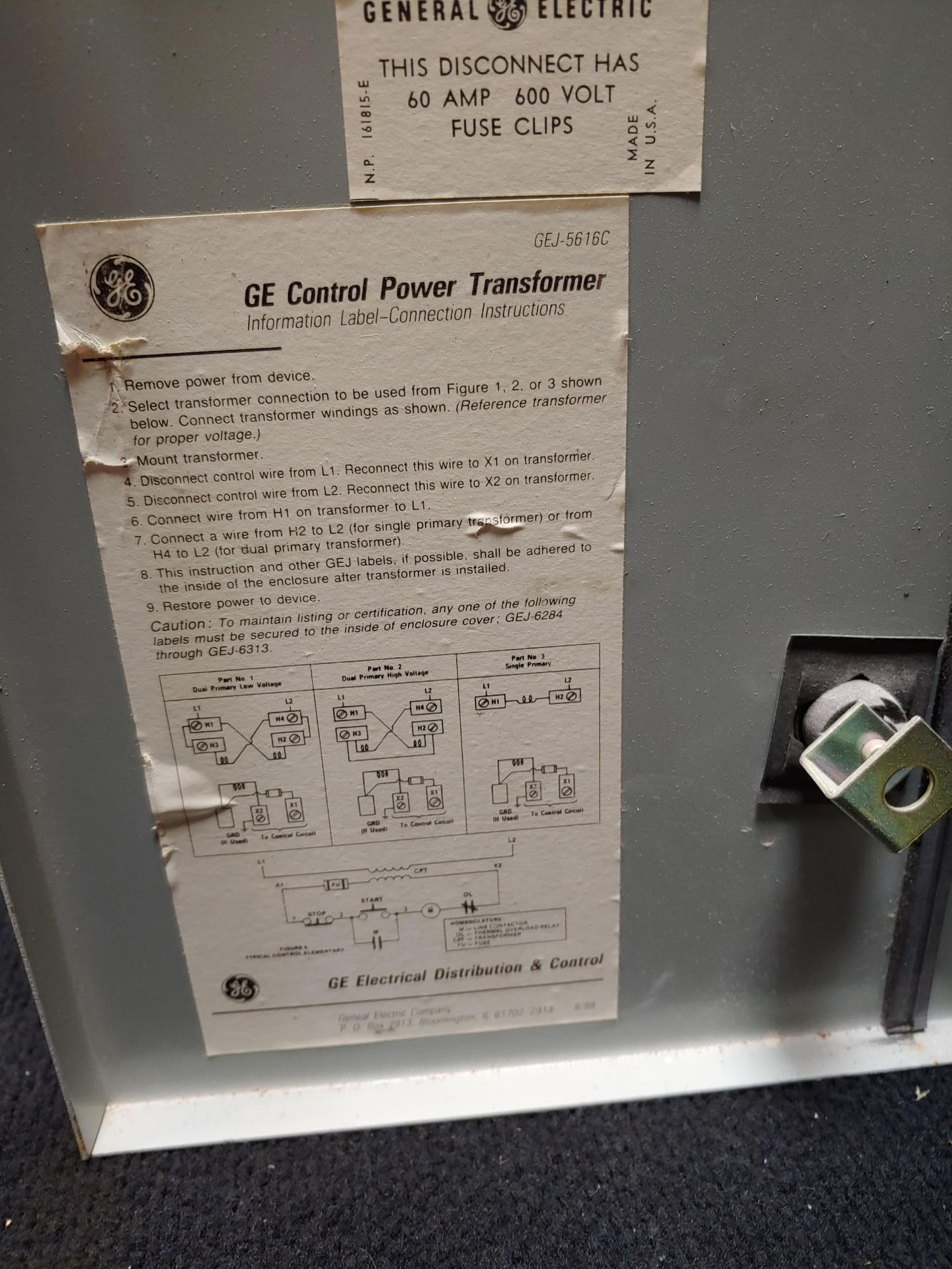 GE GE 300-LINE CONTROL ENCLOSED MAGNETIC STARTER GEJ-5616-C - Image 5 of 10