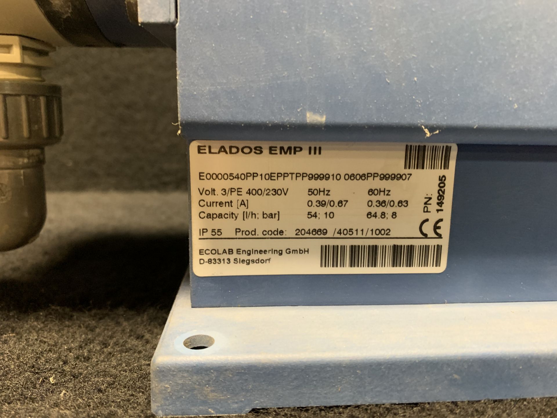 ELADOS EMP III DIAPHRAM PUMP TYPE 00540 - 54 LITRE/HR, 230 V / 50/60 Hz, 950 Ma, 90 W - Image 8 of 10