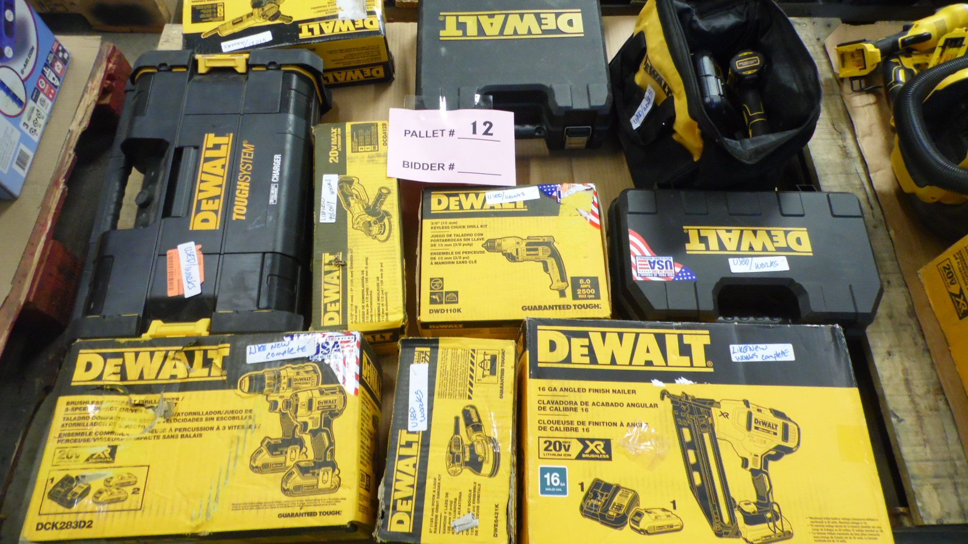 20 VOLT TOOL SETS, RADIO, GRINDER, FINISH NAILER, SANDER