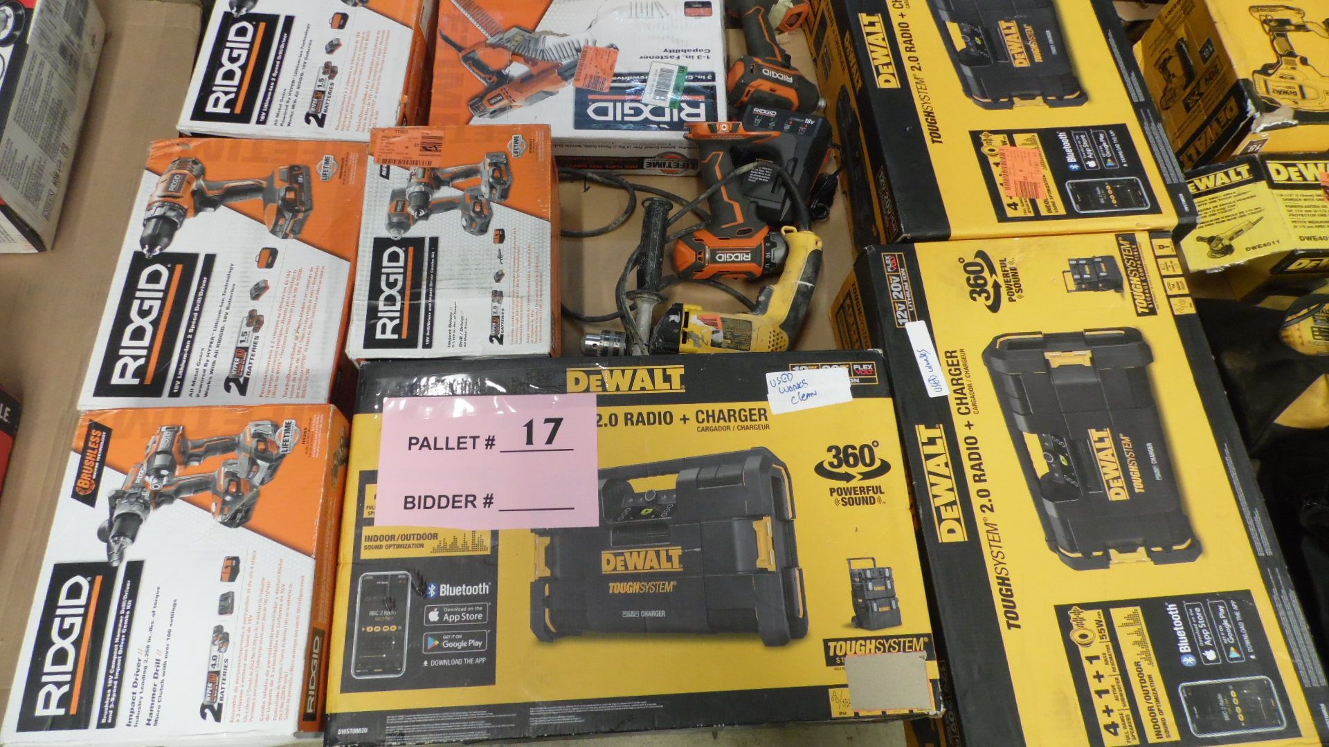 RADIO, CHARGERS, 18 VOLT TOOL SETS, FASTENER, DRILL