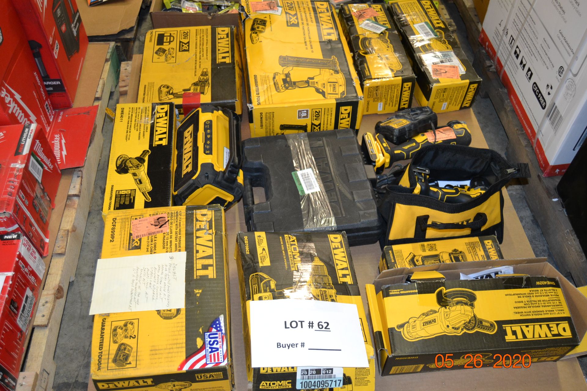 ASSORTED DEWALT POWER TOOLS (13PCS)ANGLE GRINDER, BRAD NAILER, DRYWALL SCREW GUN KIT, BLUETOOTH