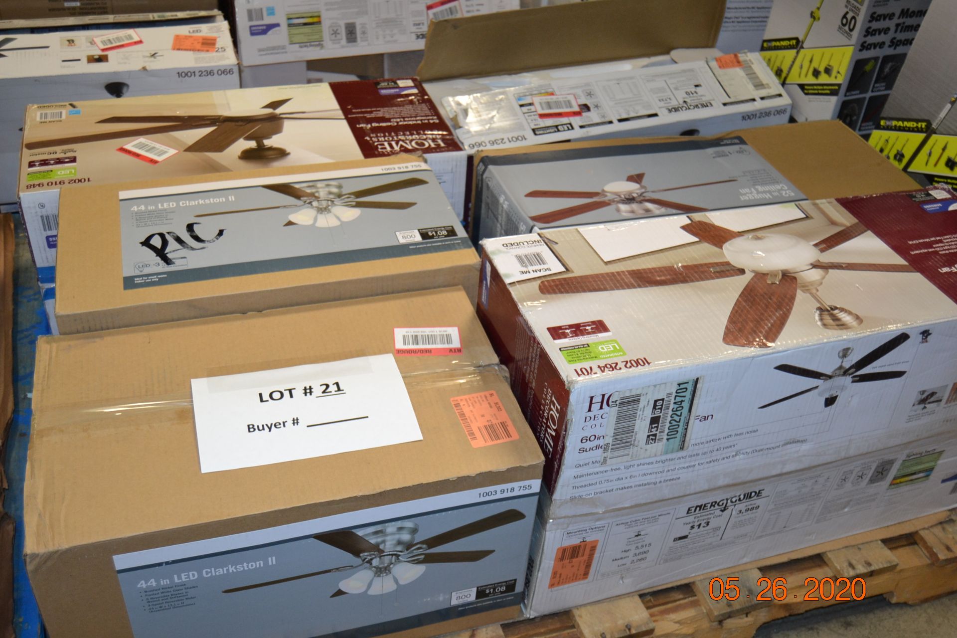 ASSORTED BRANDS AND SIZES CEILING FANS (6)