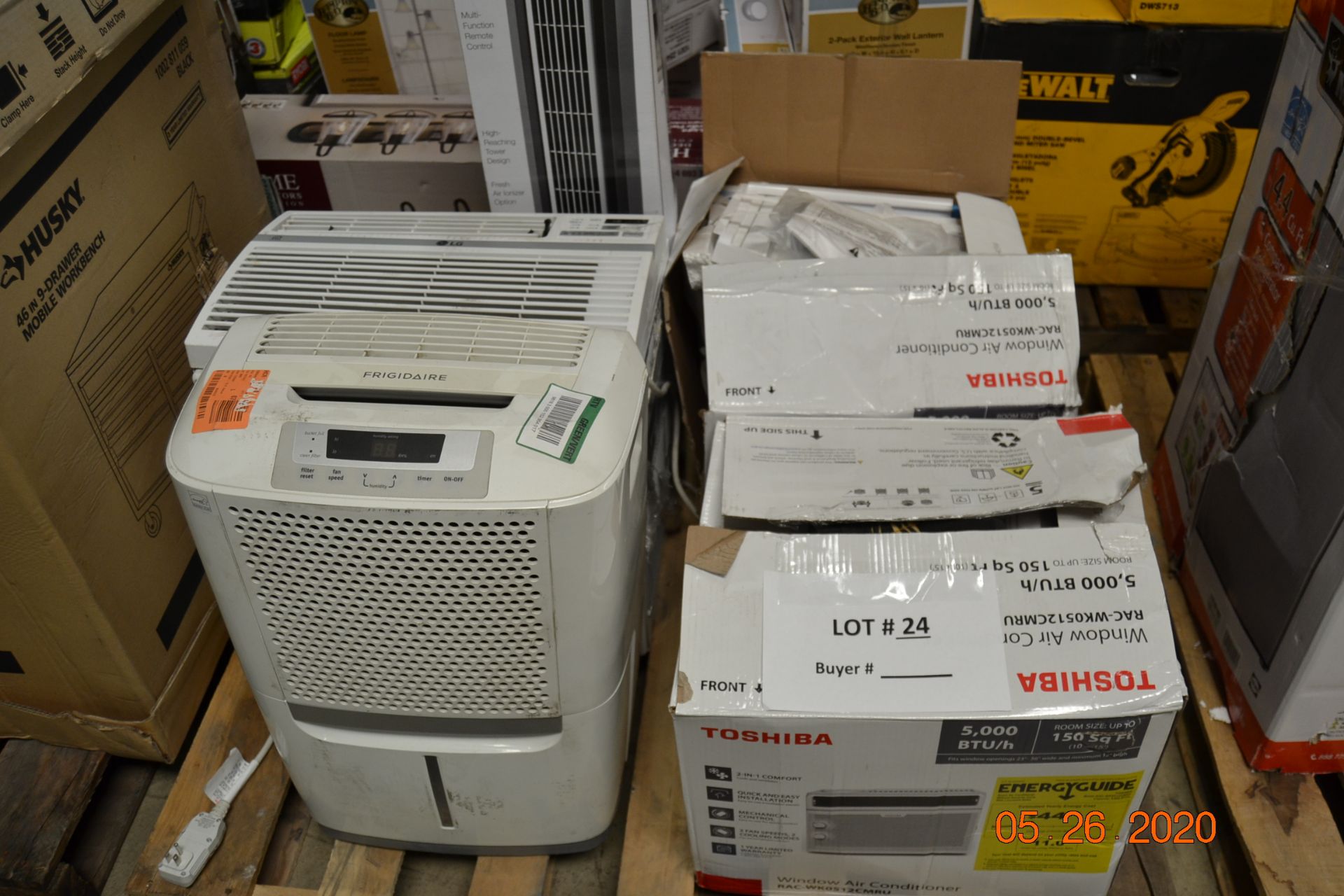 ASSORTED ROOM AC(4), TOWER FAN(1) TOSHIBA, FRIGIDAIRE, LG, LASKO