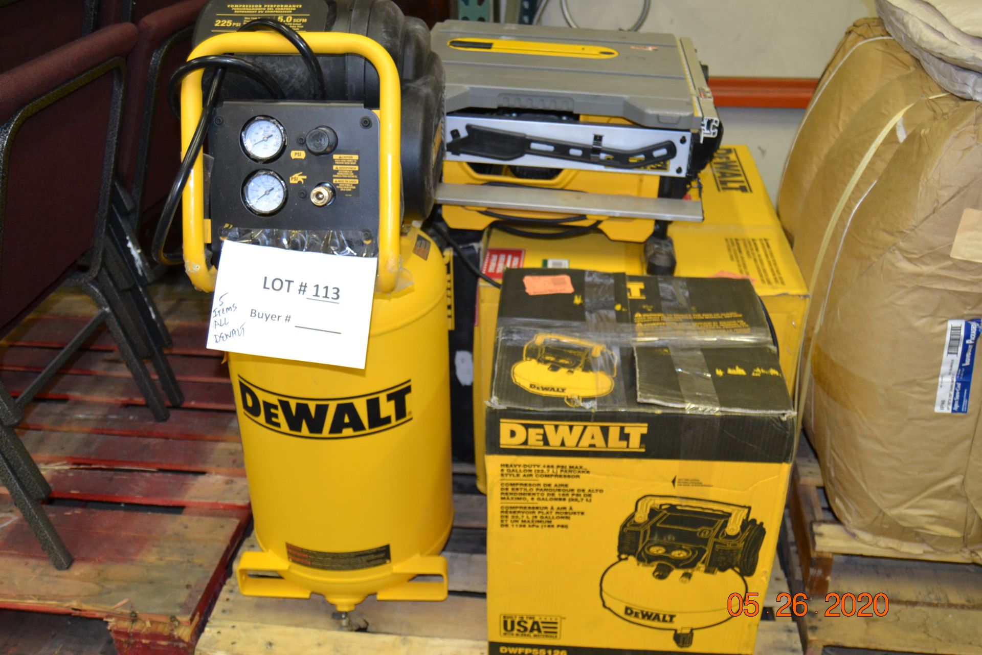 DEWALT ASSORTED, AIR COMPRESSORS, COMPOUND MITER SAW, TABLE SAW, DOUBLE BEVELED SLIDING MITER SAW(