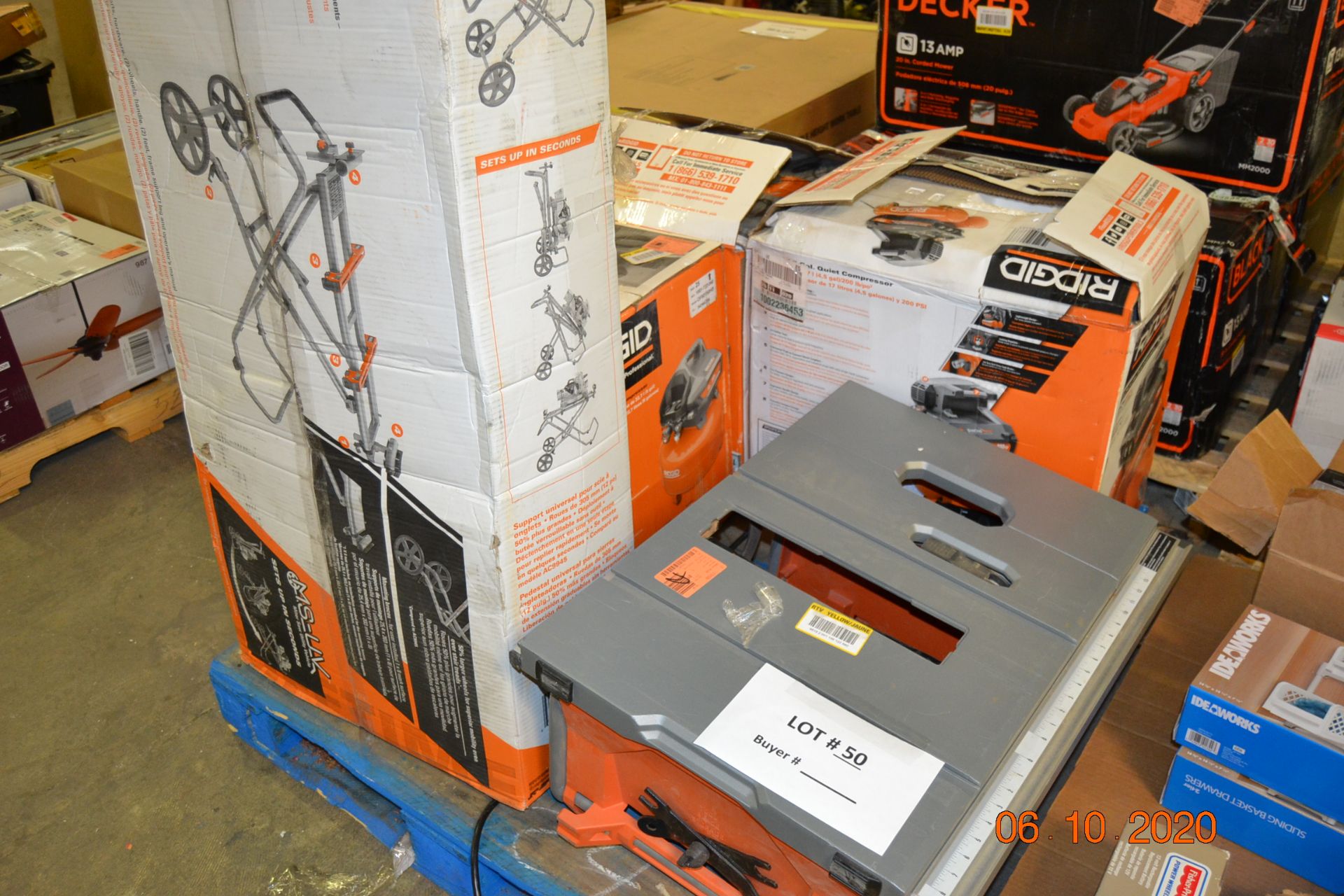 RIDGID-MITER SAW STAND/PANCAKE AIR COMPRESSOR/QUIET COMPRESSOR/TABLE SAW