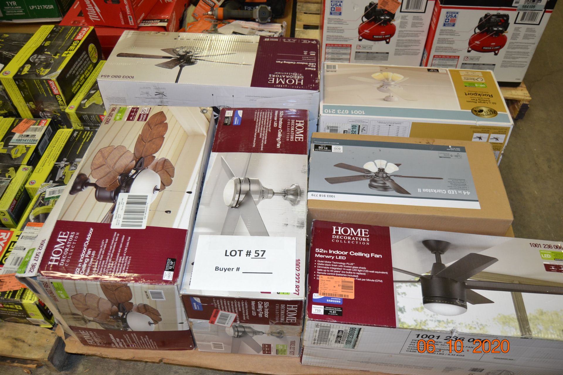 (6) ASSORTED BRAND AND SIZES CEILING FANS