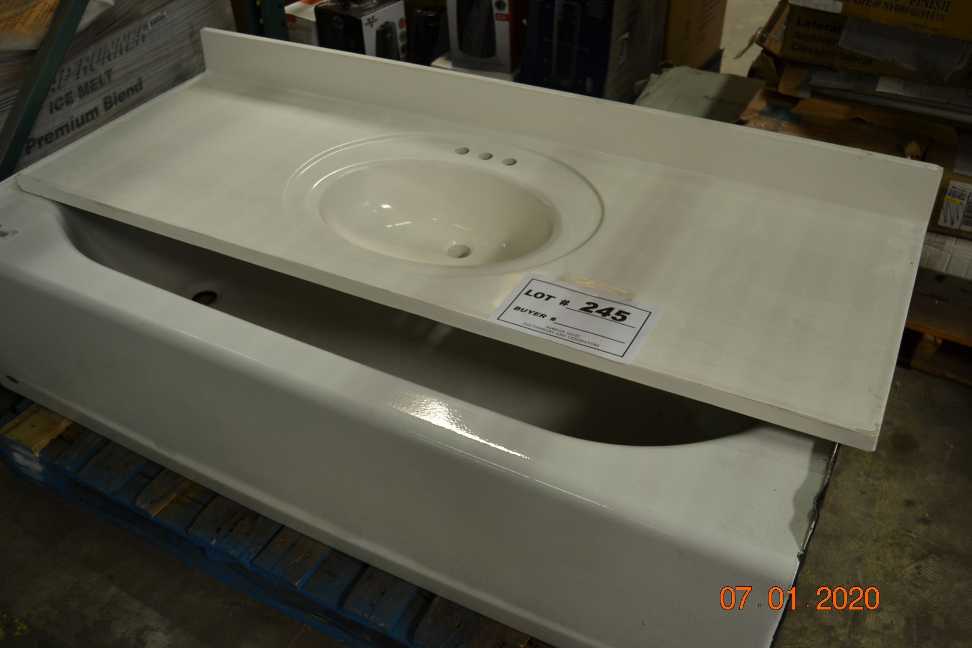 AS IS METAL BATHTUB, VANITY SINK