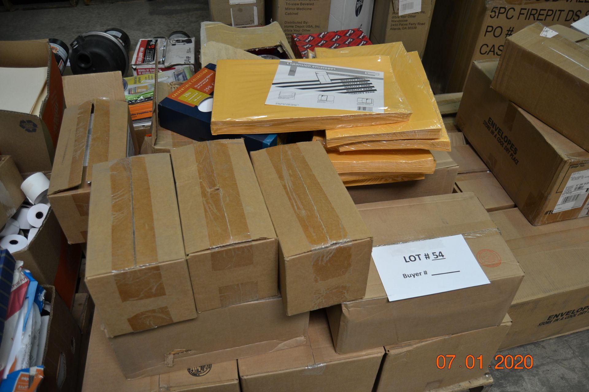 PALLET OF FOLDERS AND ENVELOPES, THERMAL ROLLS