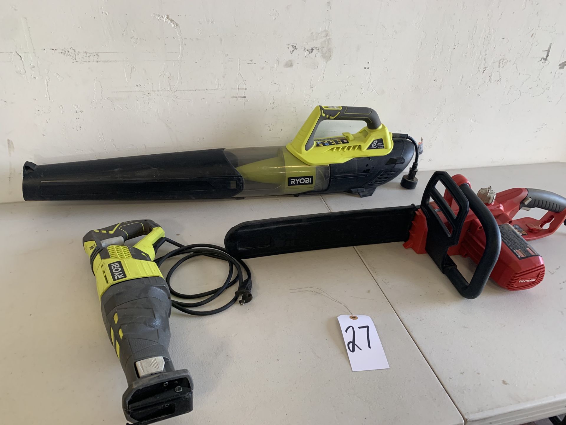 Ryobi Blower, Ryobi Reciprocating Saw, Homelite Chainsaw - Image 3 of 3