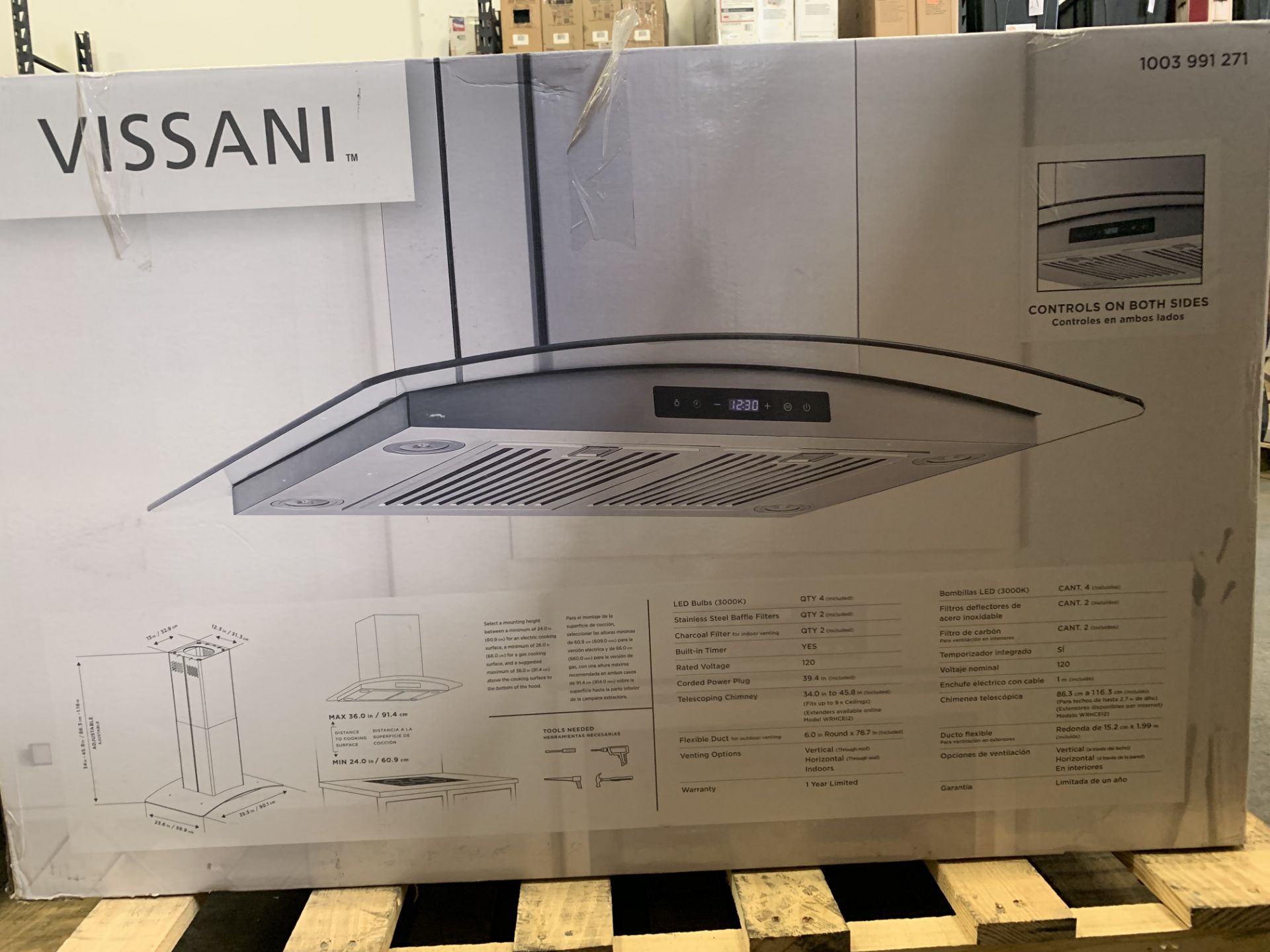 Vissani Island Mount Range Hood (Appears New), Vissani Wall Mount Range Hood - Image 2 of 2