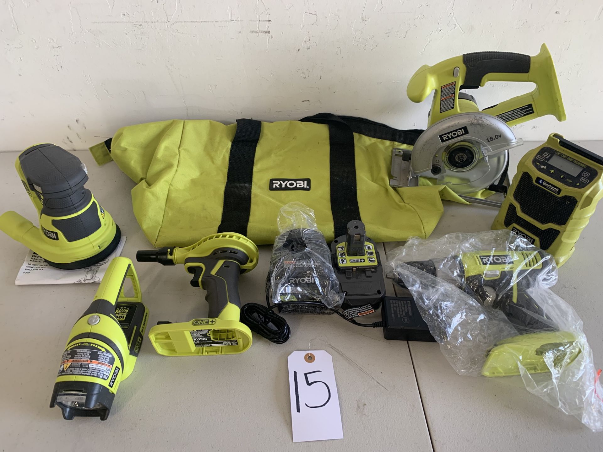 Ryobi Tools, Battery and Battery Charger with Tool Bag,