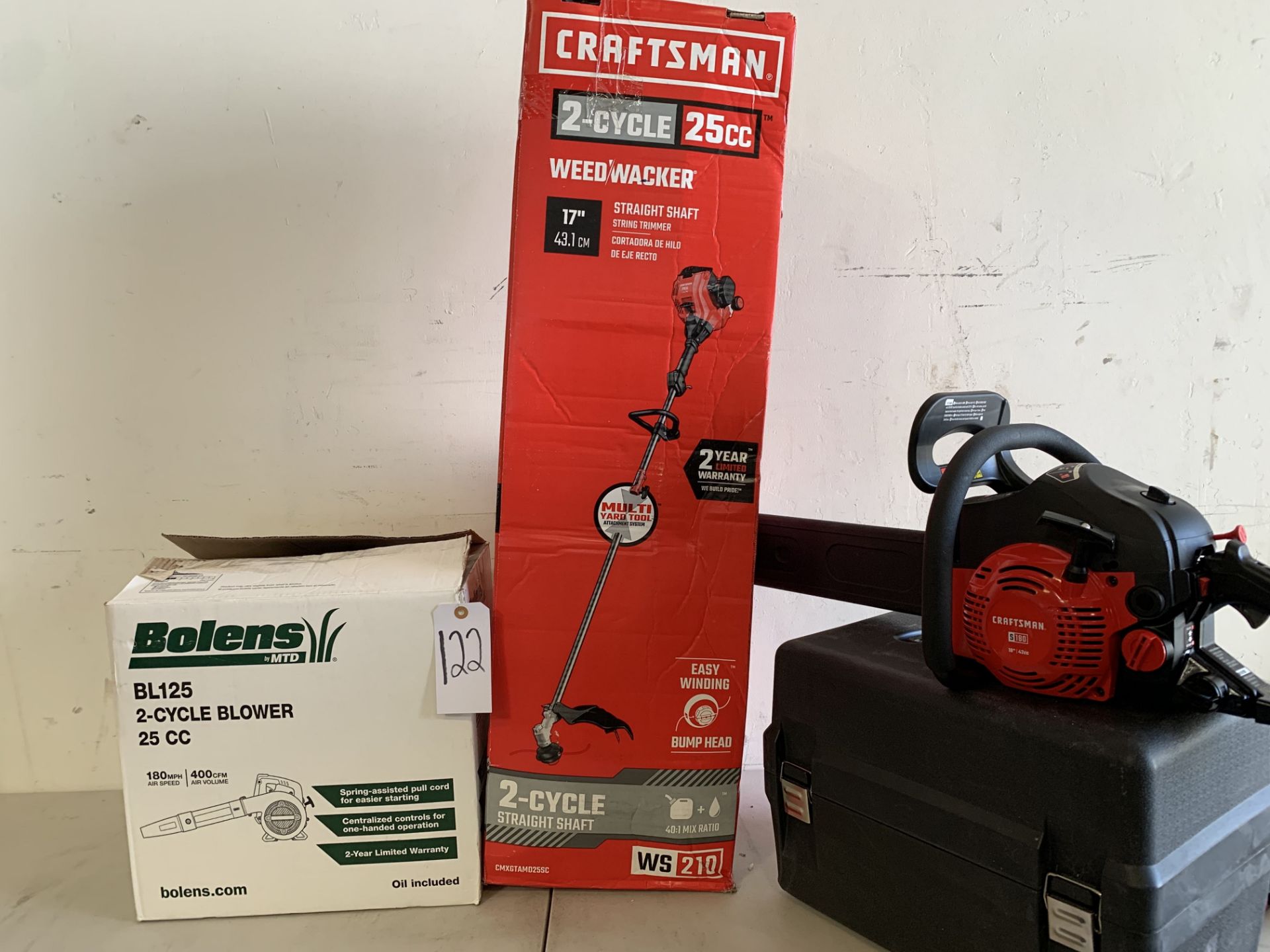 Blones Gas Blower, Craftsman Weedwacker, Craftsman 18” Chainsaw