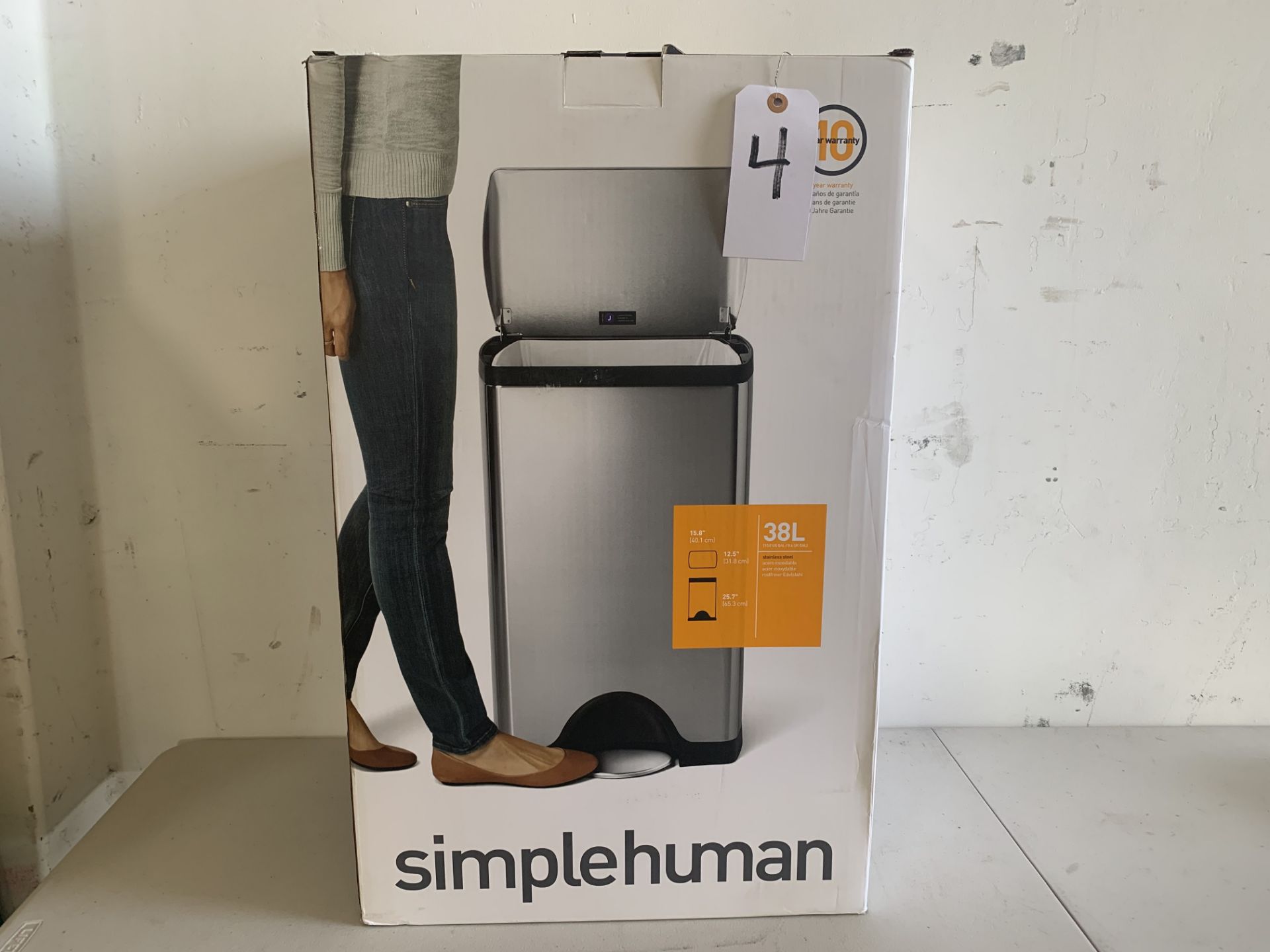 Simplehuman 38L Step Trash Can. Appears to be New - Image 3 of 3