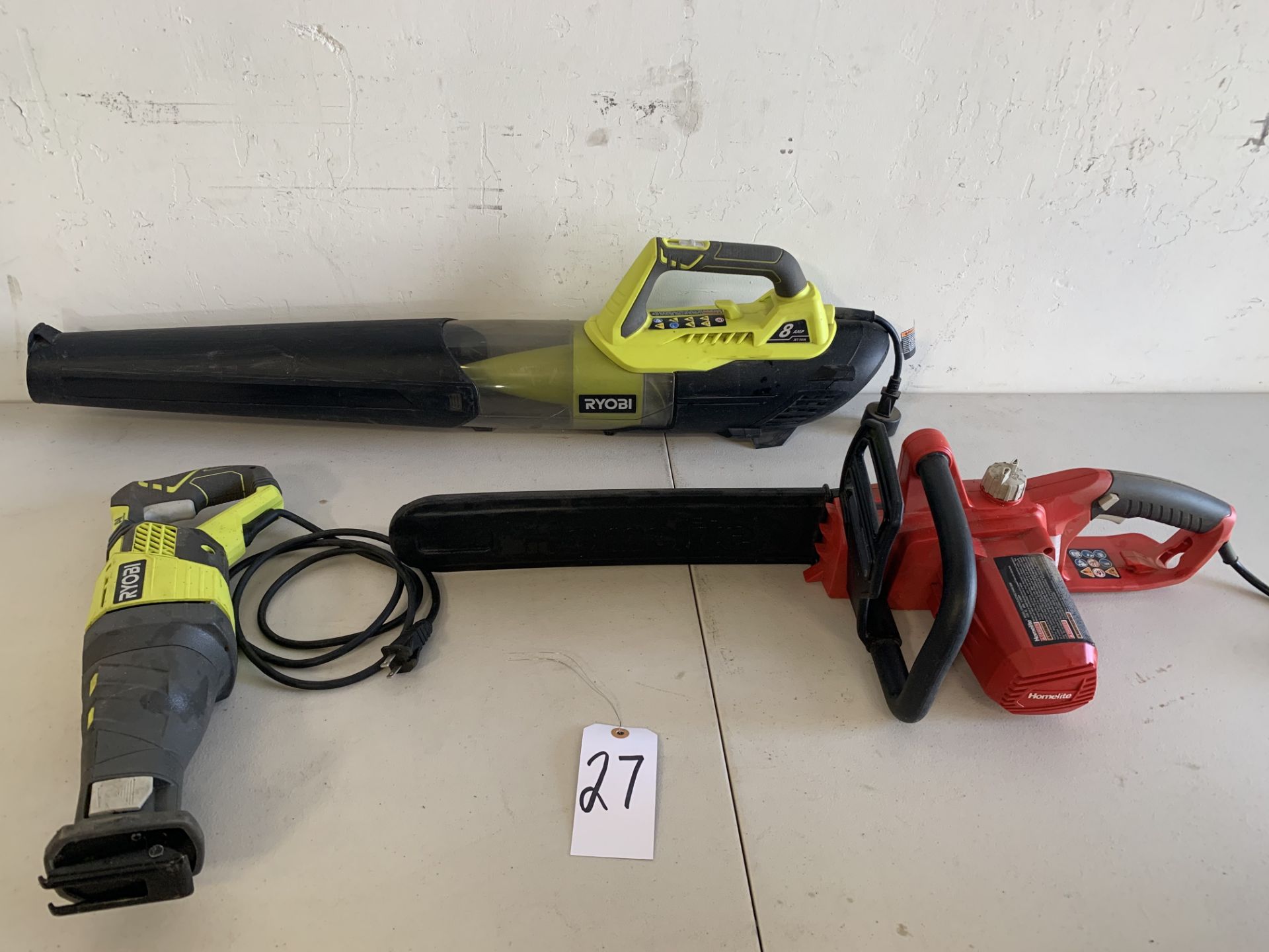 Ryobi Blower, Ryobi Reciprocating Saw, Homelite Chainsaw