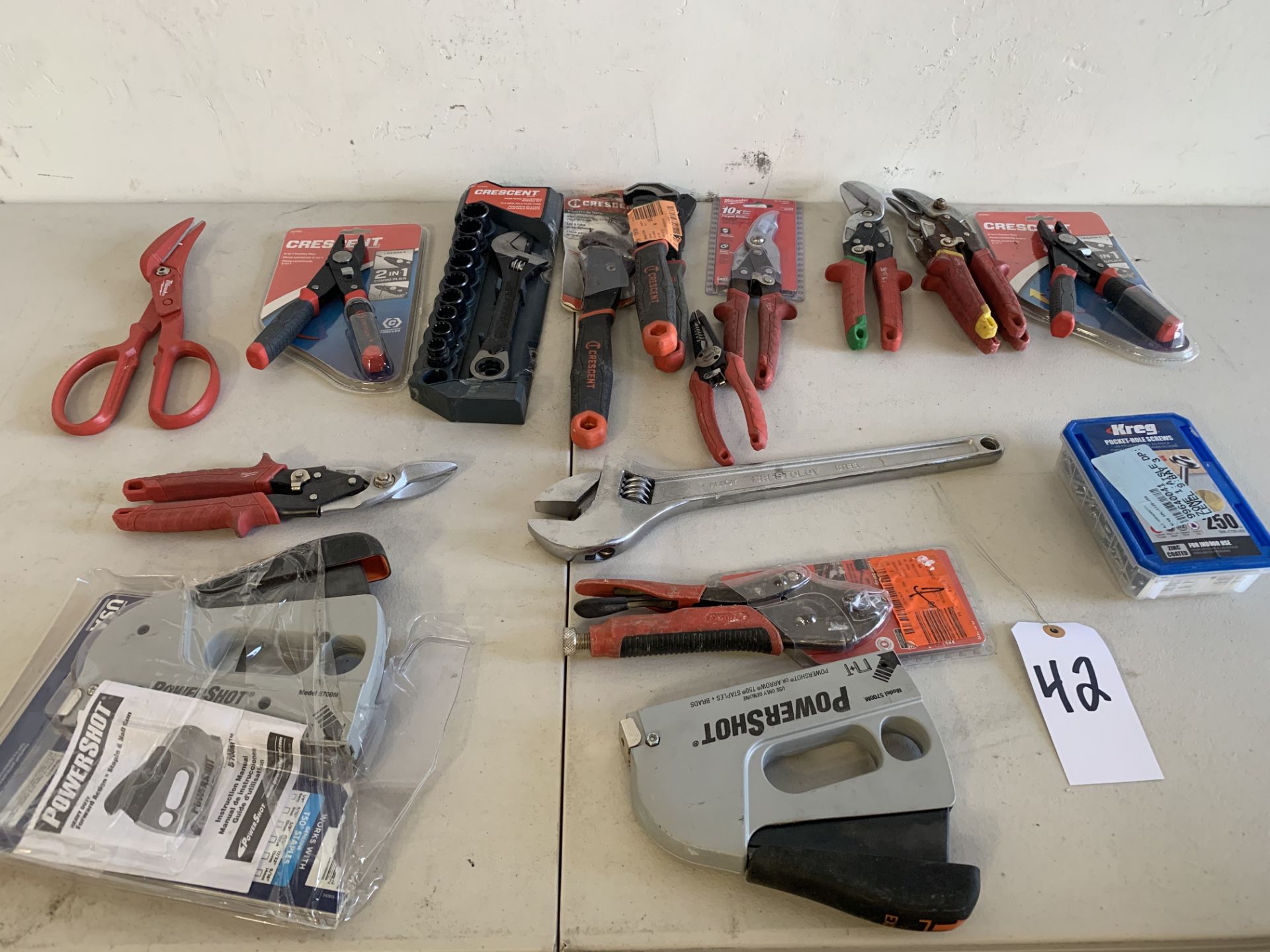 Hand Tools, Crescent Wrench, Snips, Cutters, 16 Items