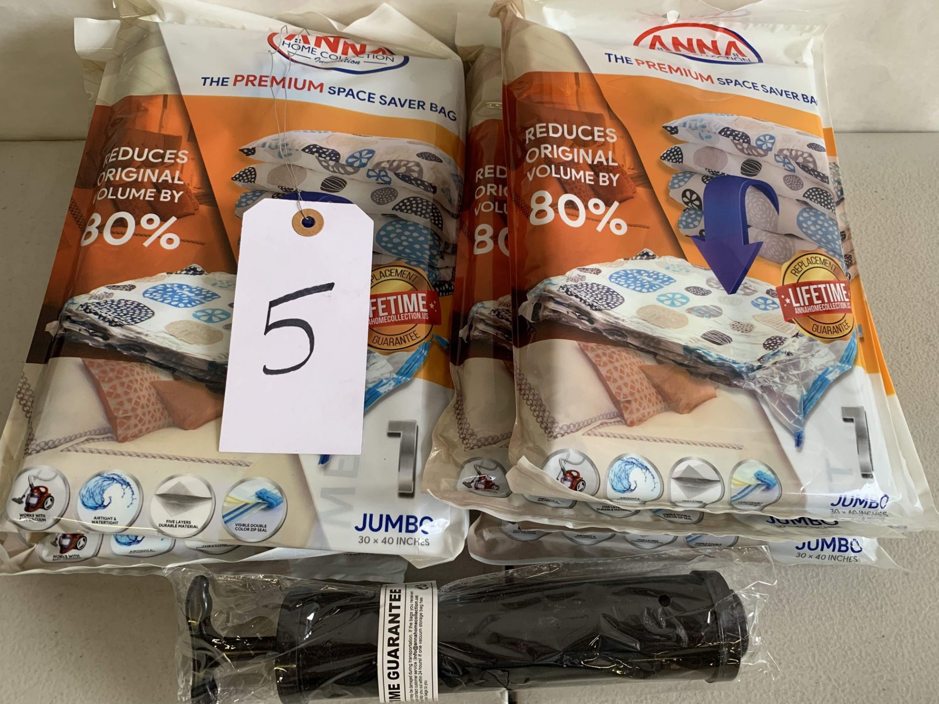 Anna Home Collection 6 Jumbo Space Saver Bags and a Pump (7 pcs)