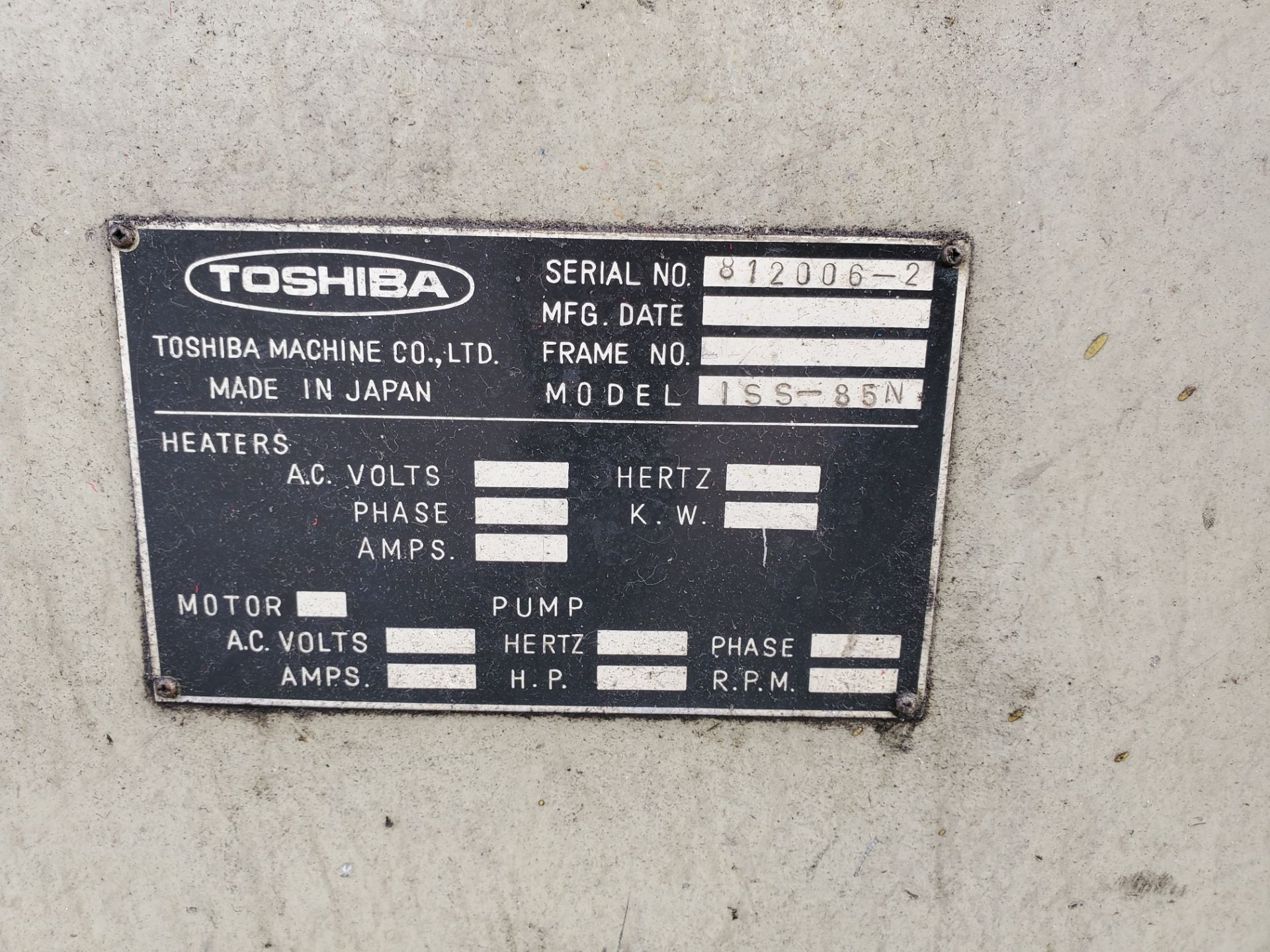 TOSHIBA ISS-85N INJECTION MOLDING MACHINE - Image 3 of 5