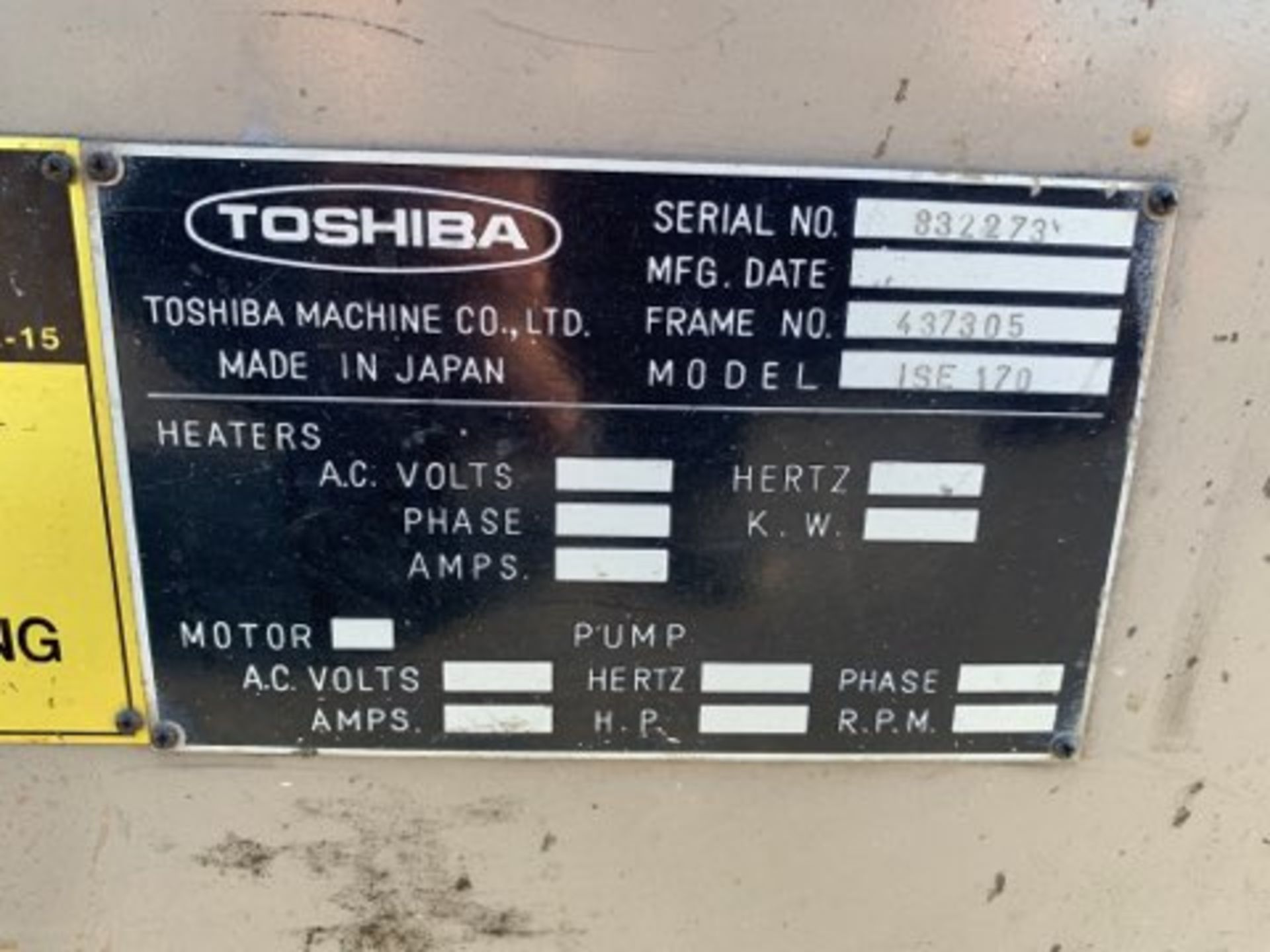 : TOSHIBA ISE 170 PLASTIC INJECTION MOLDER - Image 2 of 4