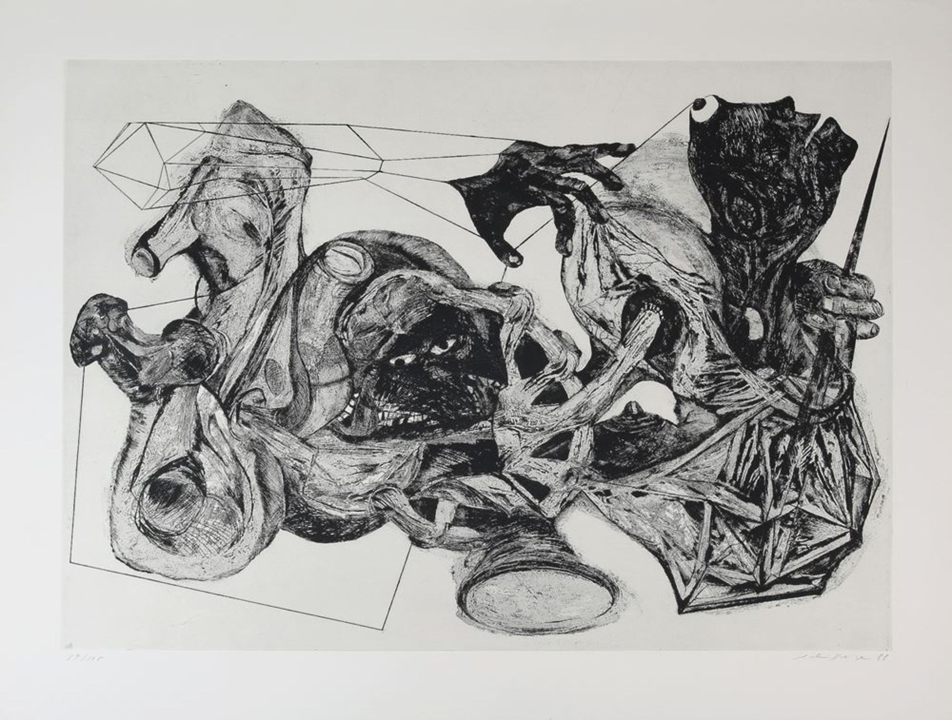 Schifferle, Klaudia*1955 Zürich. Amorph-abstrakte Komposition. Radierung auf Bütten. Unten rechts - Bild 4 aus 4